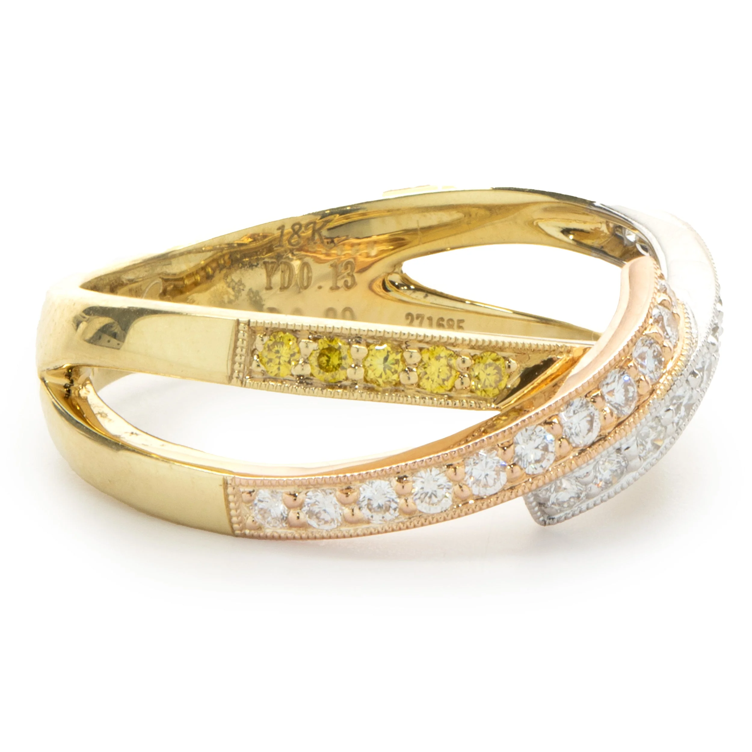 Simon G 18 Karat Tri-Tone Gold Diamond Band - Image 2
