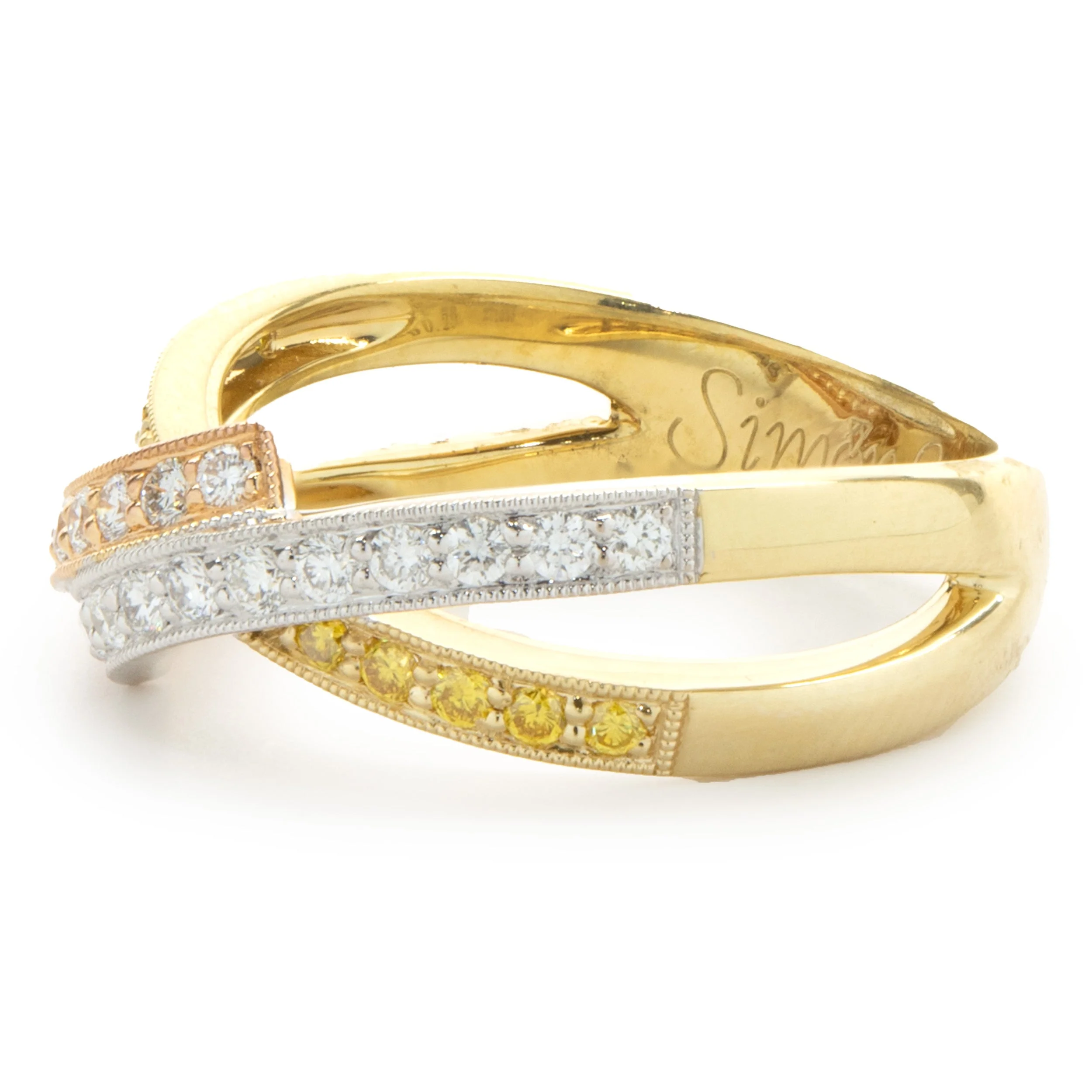 Simon G 18 Karat Tri-Tone Gold Diamond Band - Image 4