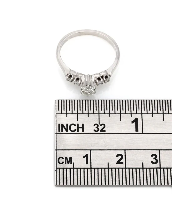 Single Cut Diamond Engagement Ring with Round Diamond Center in 14k White Gold - Image 3