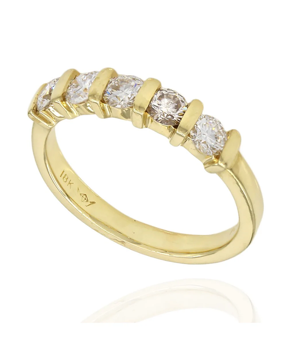 Single Row Bar Set Diamond Ring in Gold