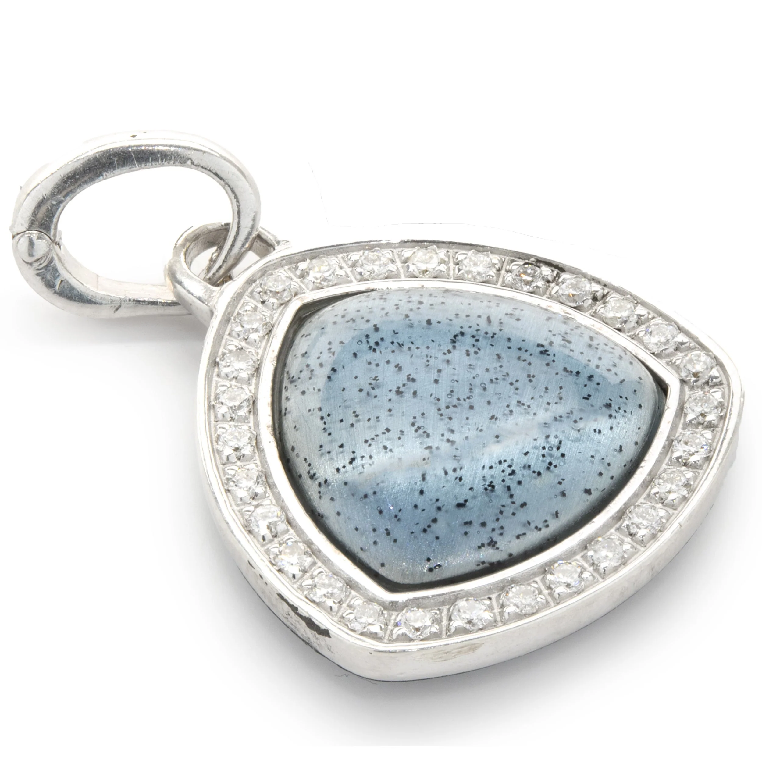 Soho Sterling Silver Turquoise Resin and Diamond Triangle Drop Pendant - Image 3