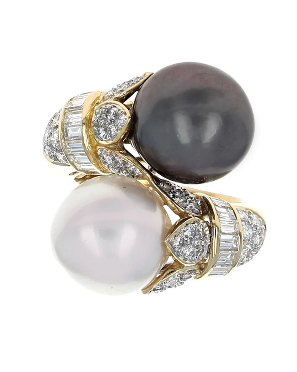 South Sea and Tahitian Pearl Diamond Toi Et Moy Ring - Image 2