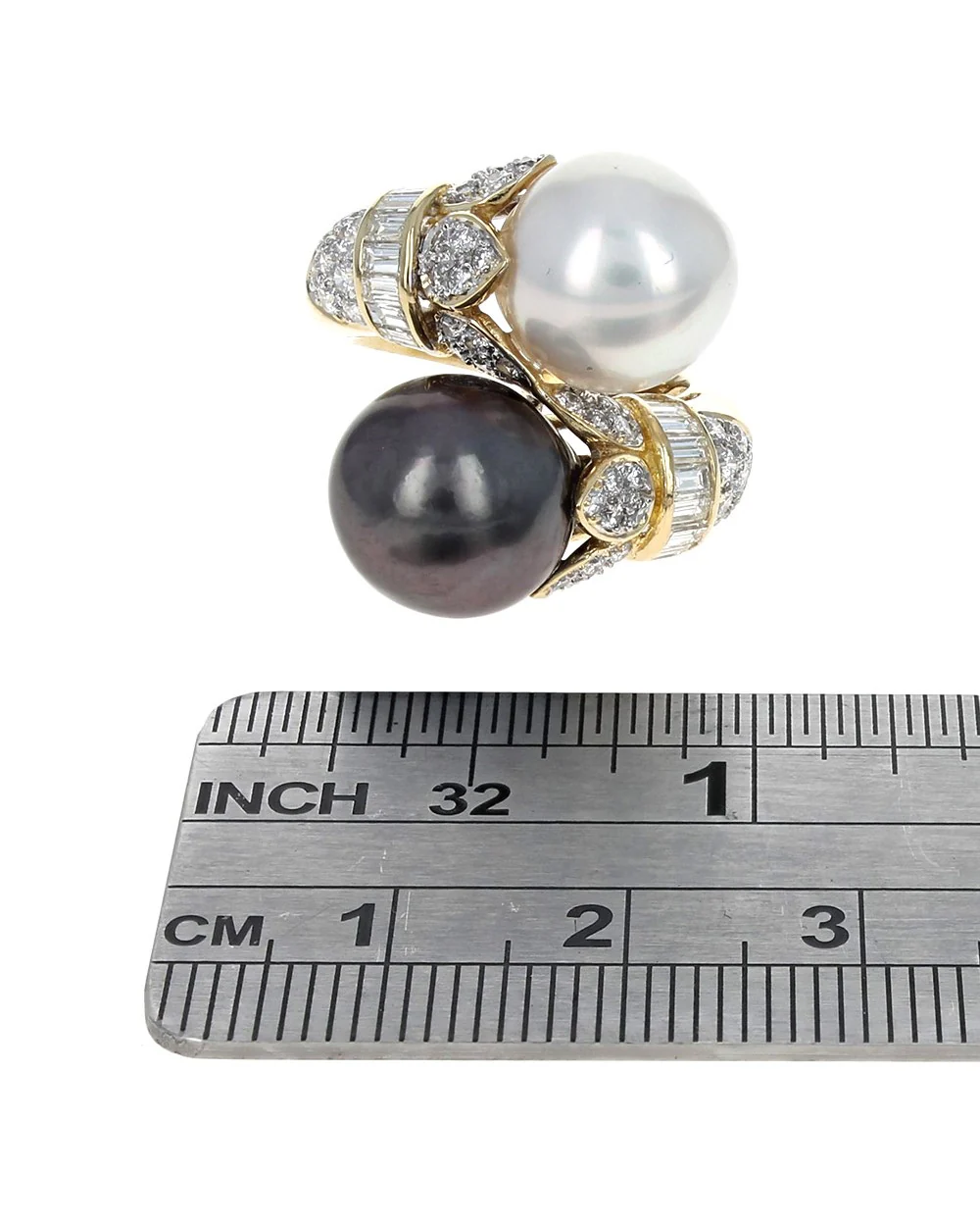 South Sea and Tahitian Pearl Diamond Toi Et Moy Ring - Image 3