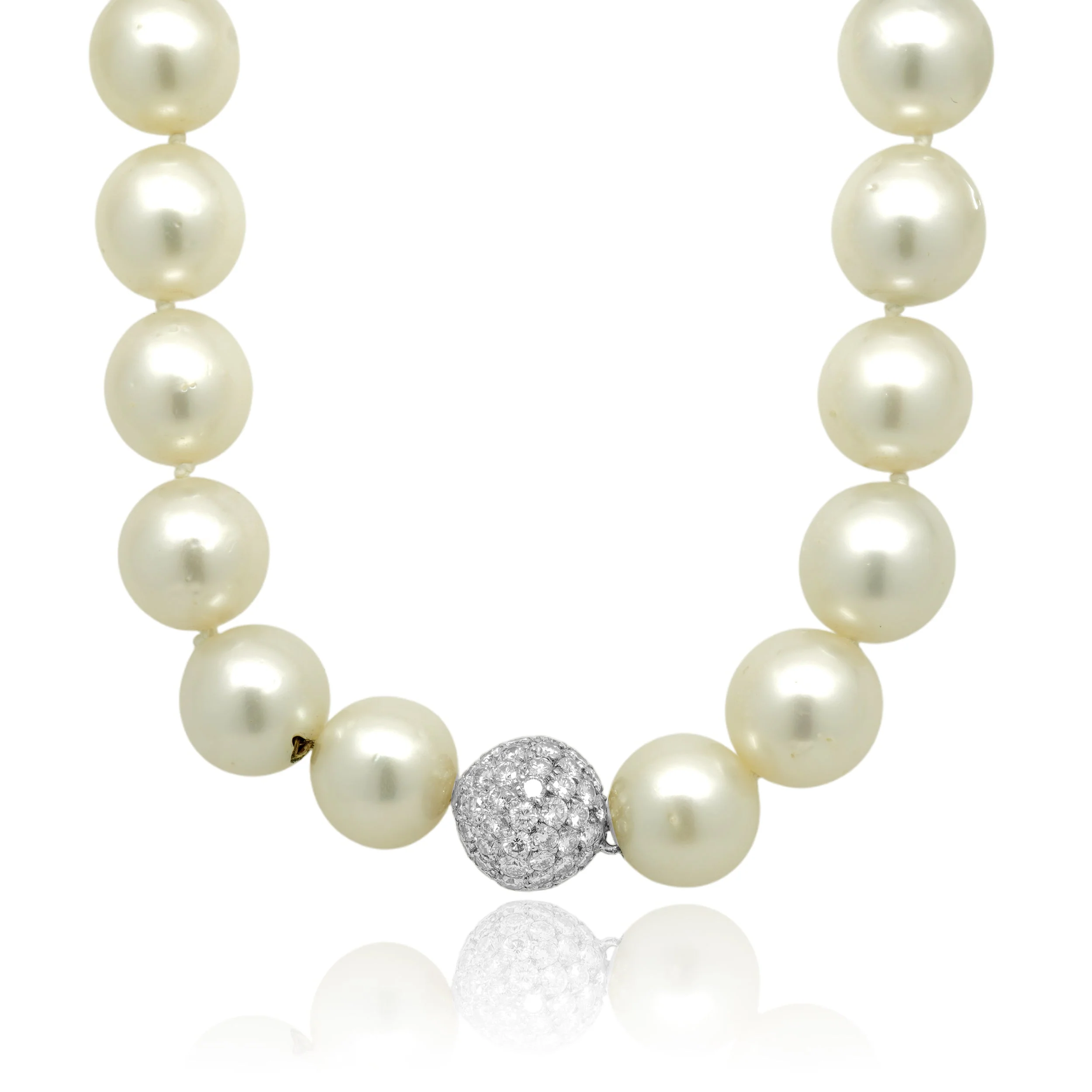South Sea Pearl Strand with 18 Karat White Gold Diamond Ball Closure