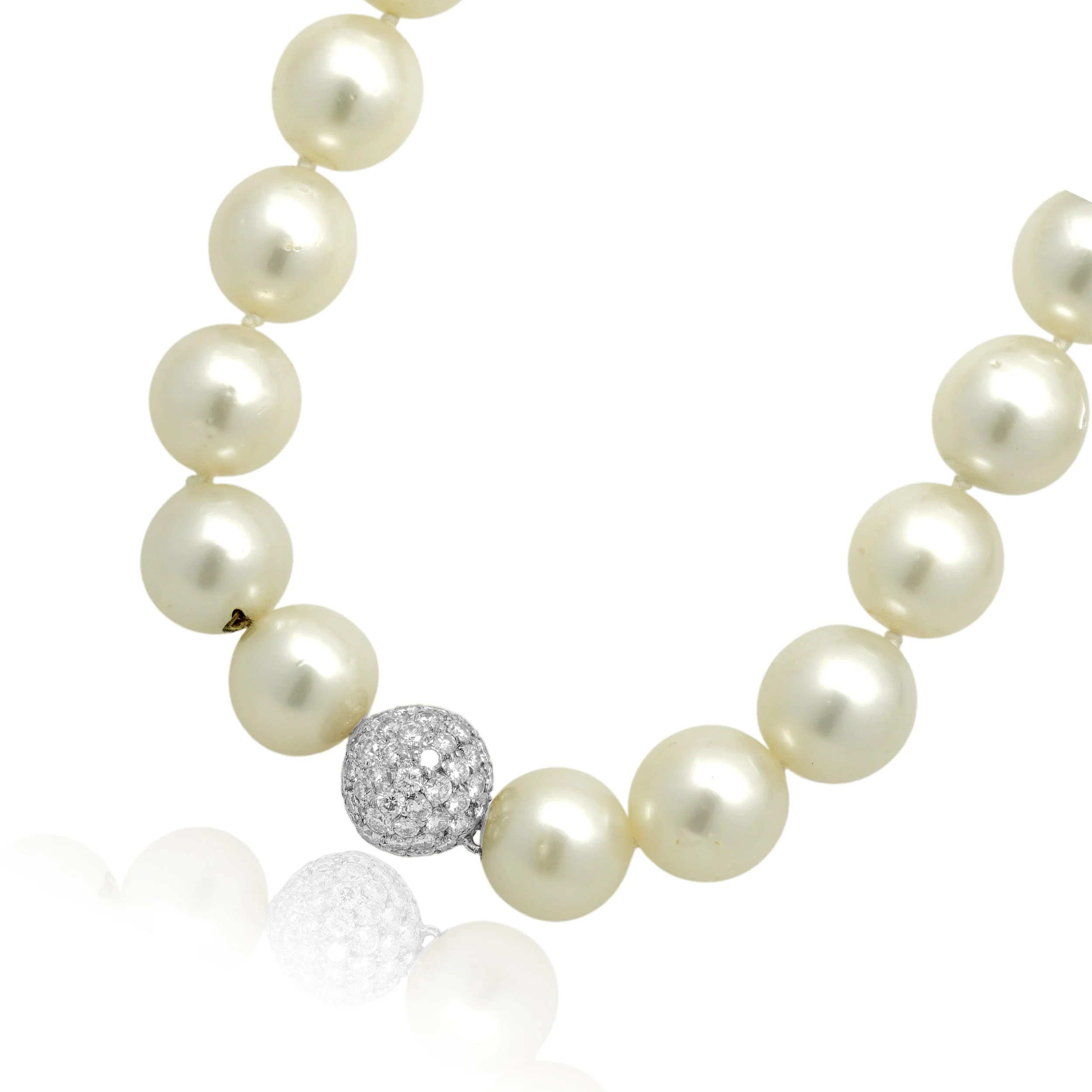 South Sea Pearl Strand with 18 Karat White Gold Diamond Ball Closure - Image 2
