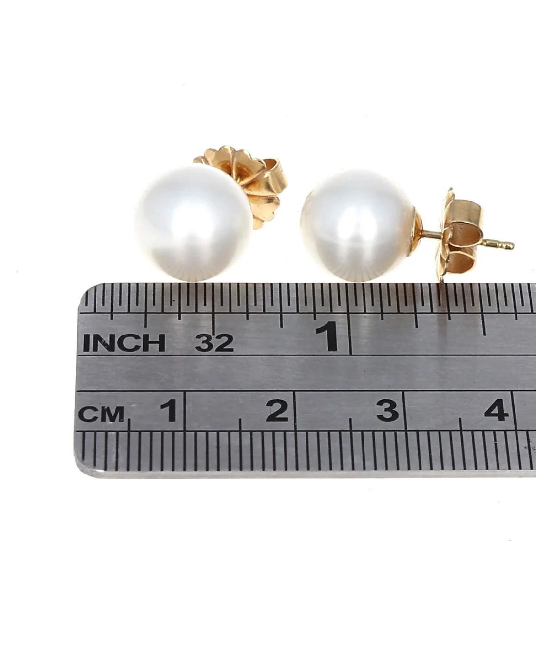 South Sea Pearl Stud Earrings in Yellow Gold - Image 3