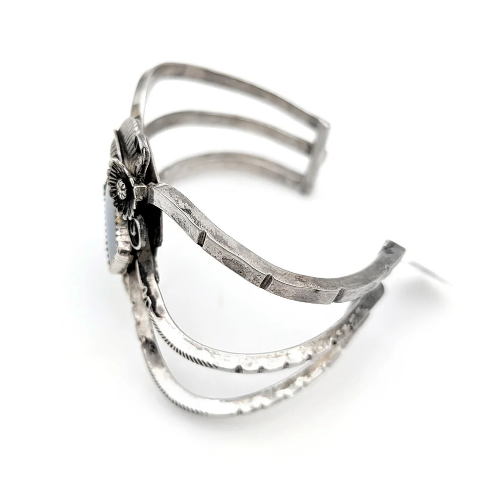 Southwestern Sterling Silver & Hematite Cuff Bracelet - Image 3