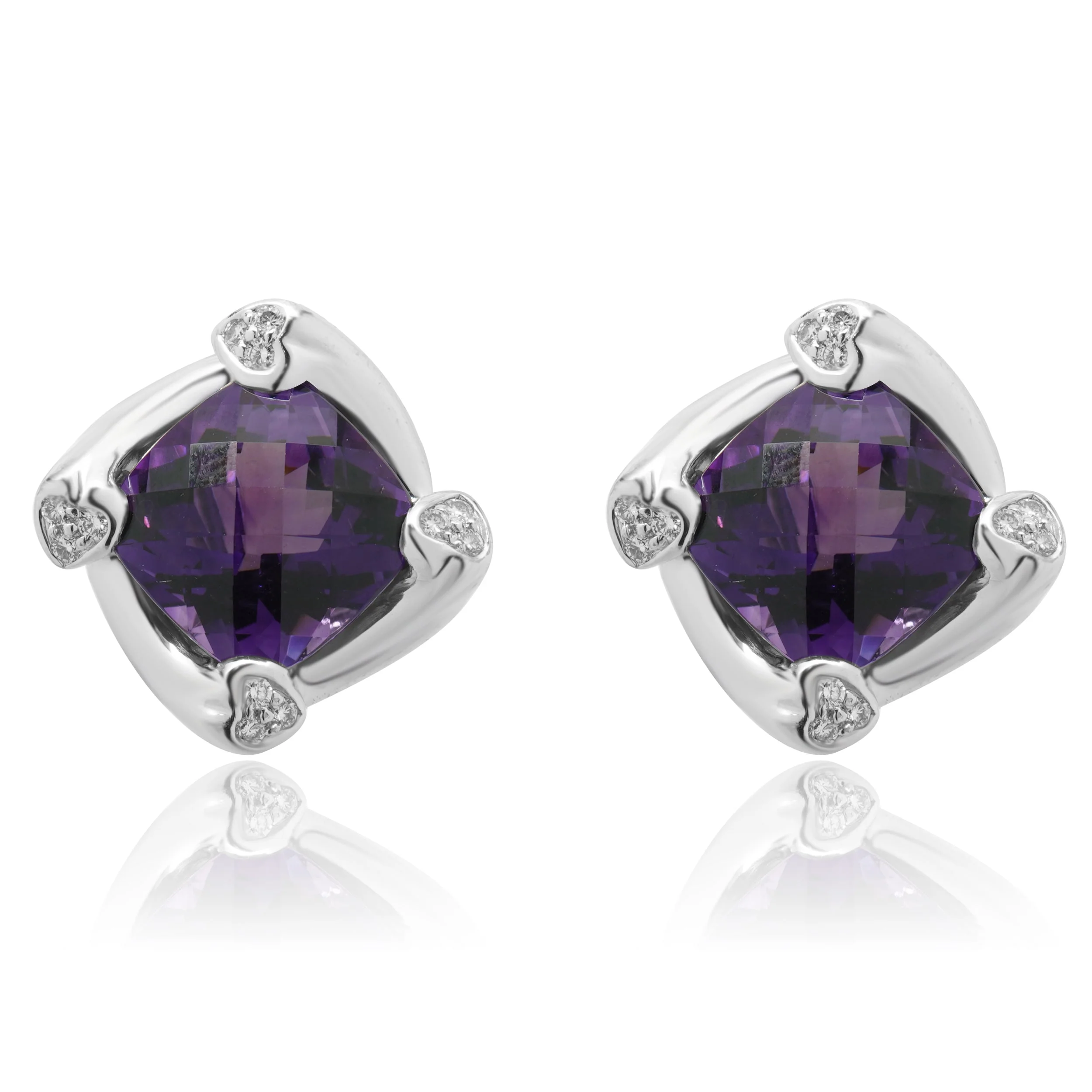 Spark 18 Karat White Gold Amethyst and Diamond Twist Earrings