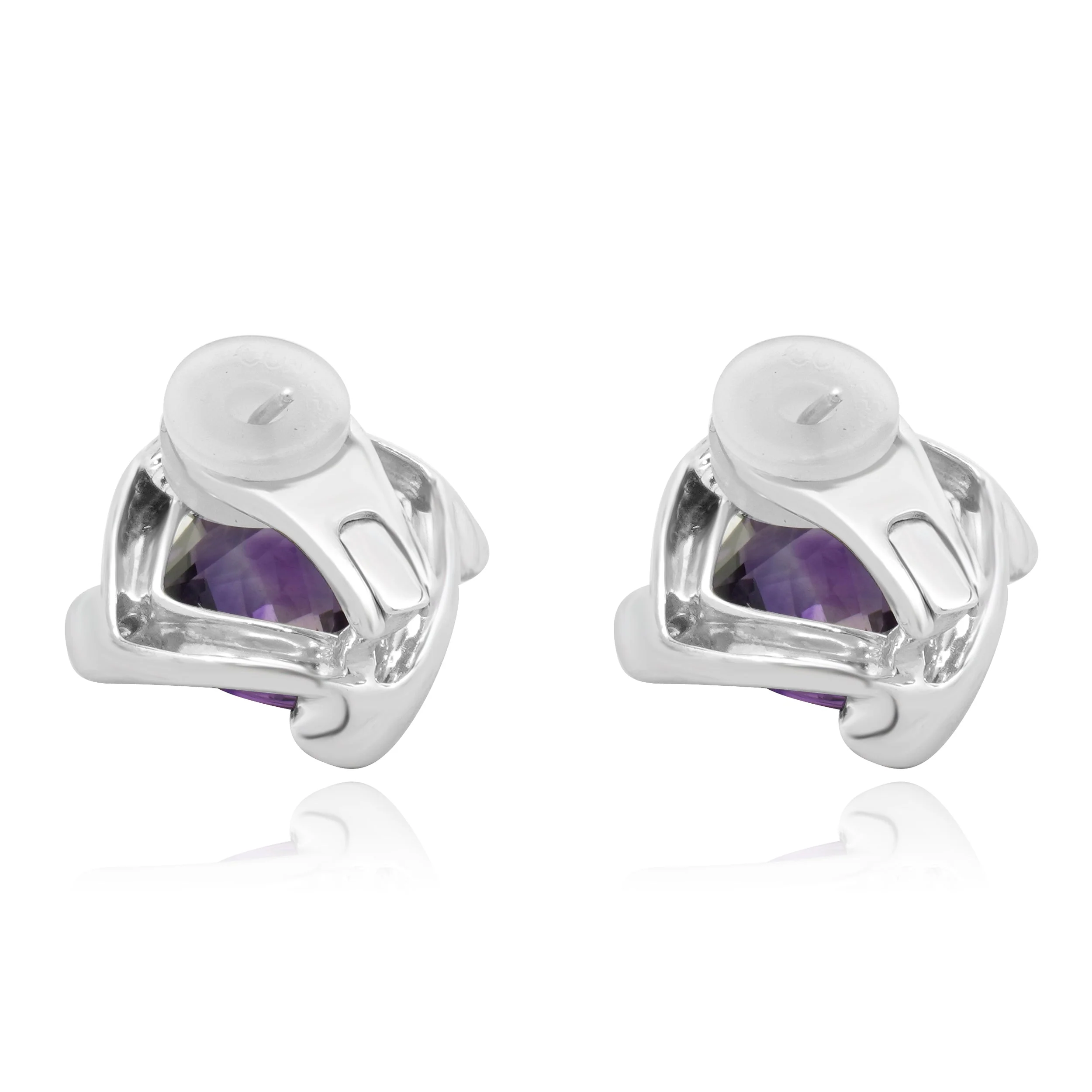 Spark 18 Karat White Gold Amethyst and Diamond Twist Earrings - Image 3