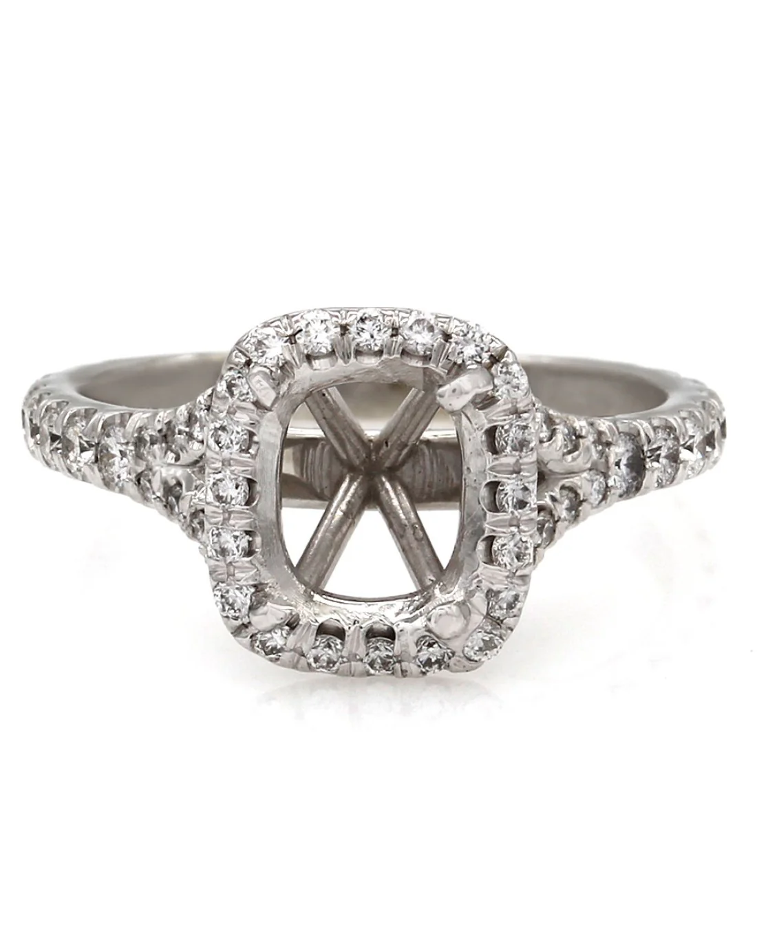 Split Shank Diamond Halo Mounting in Gold - Image 2