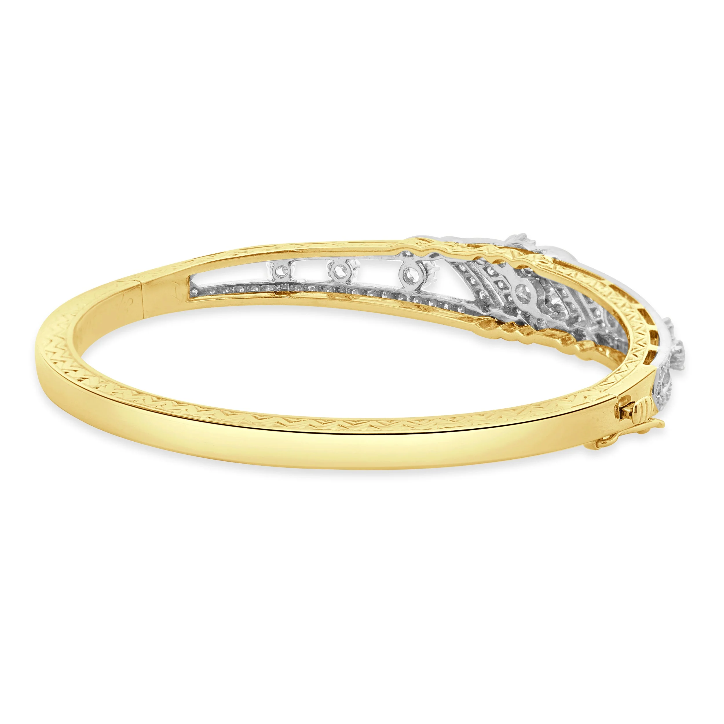 Spritzer & Furmann 14 Karat Yellow & White Gold Vintage Diamond Bangle Bracelet - Image 3