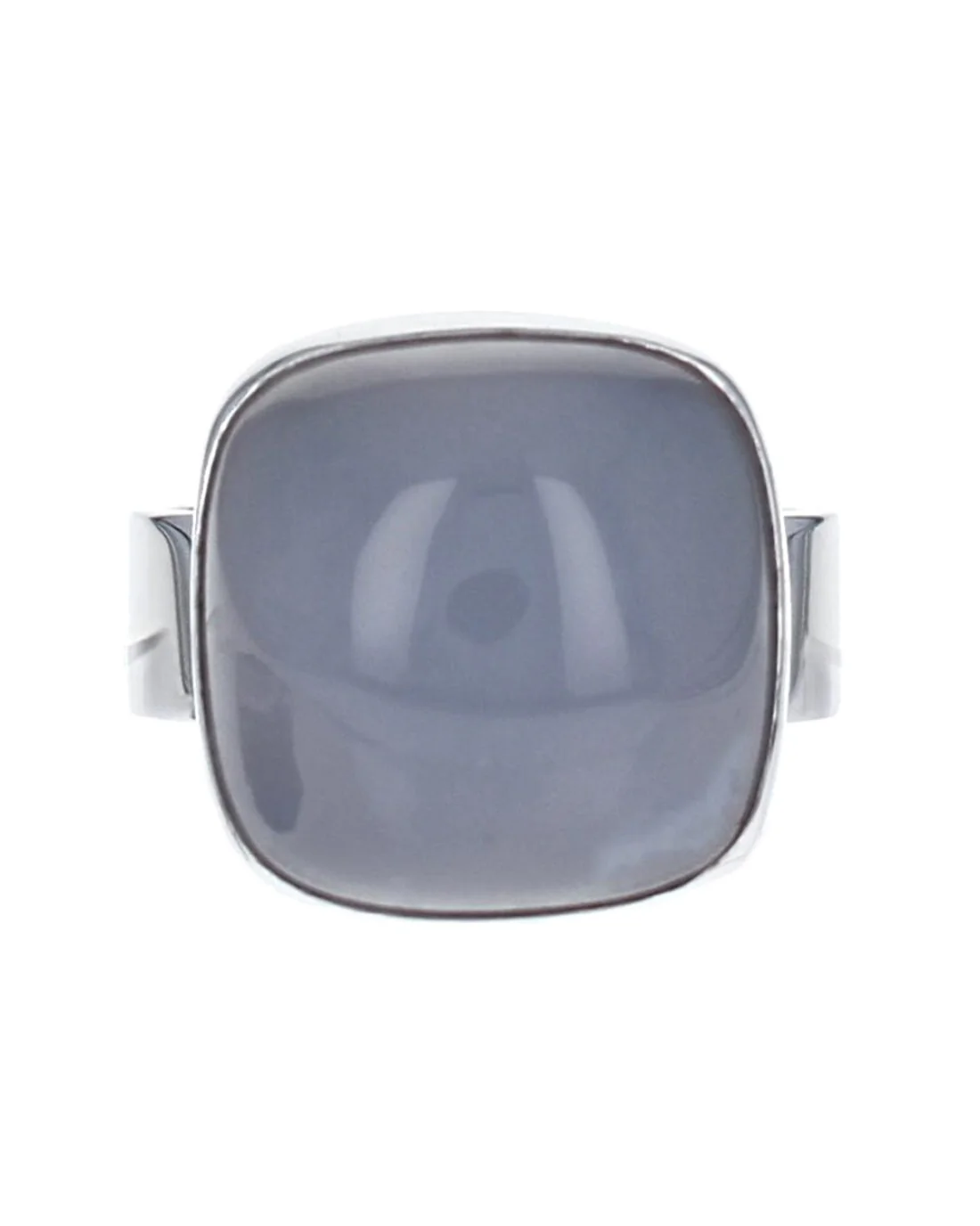 Square Blue Chalcedony Cabochon Ring in White Gold - Image 2