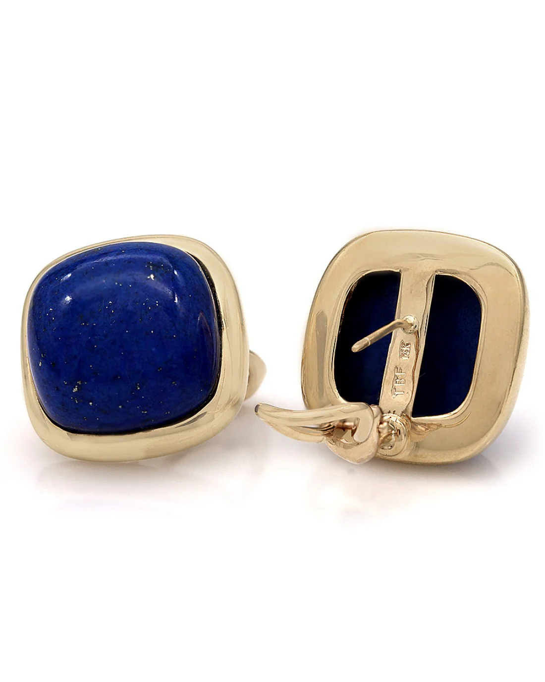 Square Lapis Cabochon Earrings - Image 2