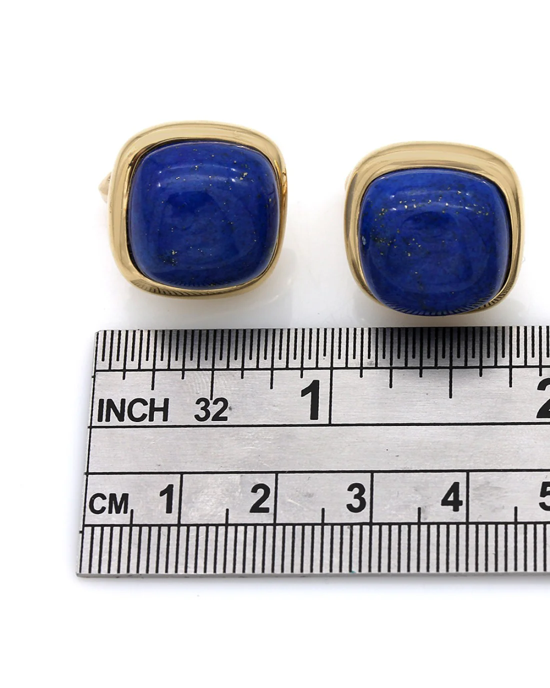Square Lapis Cabochon Earrings - Image 3