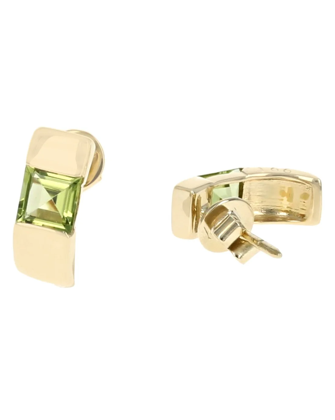 Square Peridot Curved Earrings - Image 2