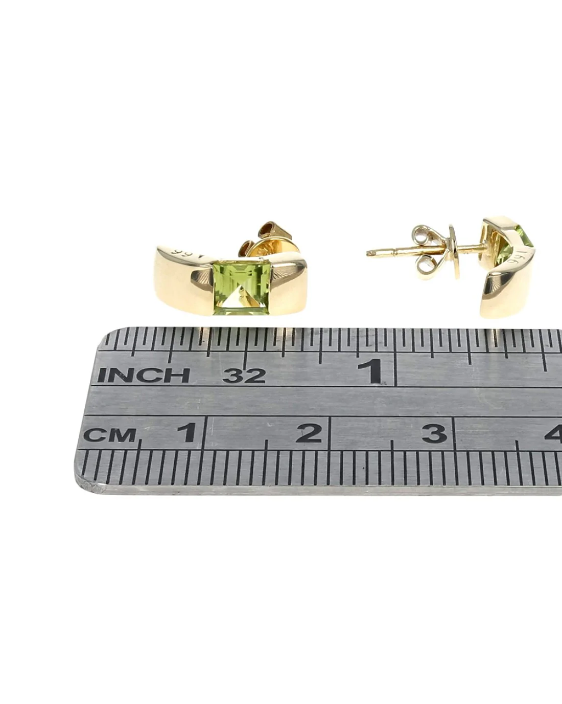 Square Peridot Curved Earrings - Image 3
