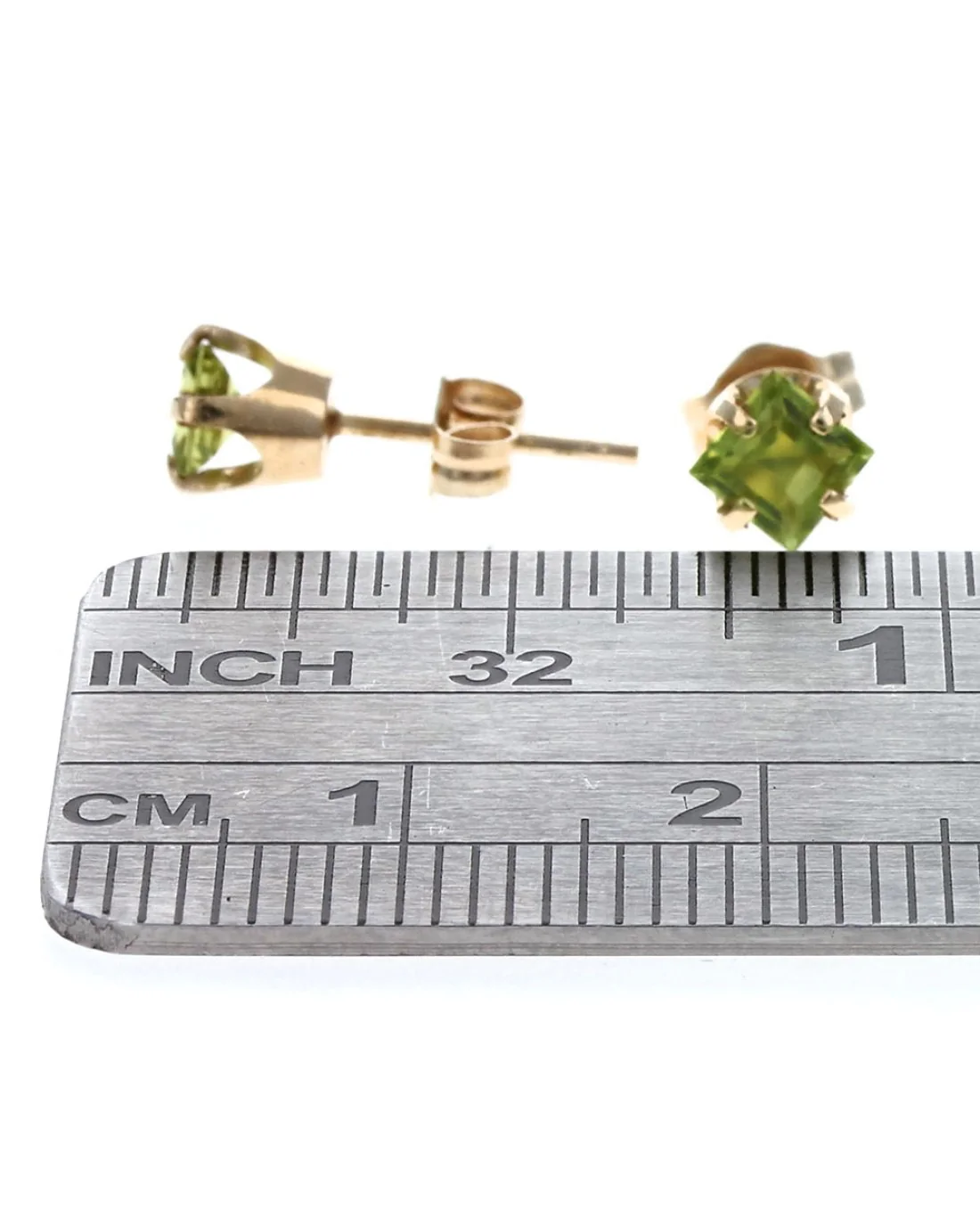Square Peridot Stud Earrings - Image 3