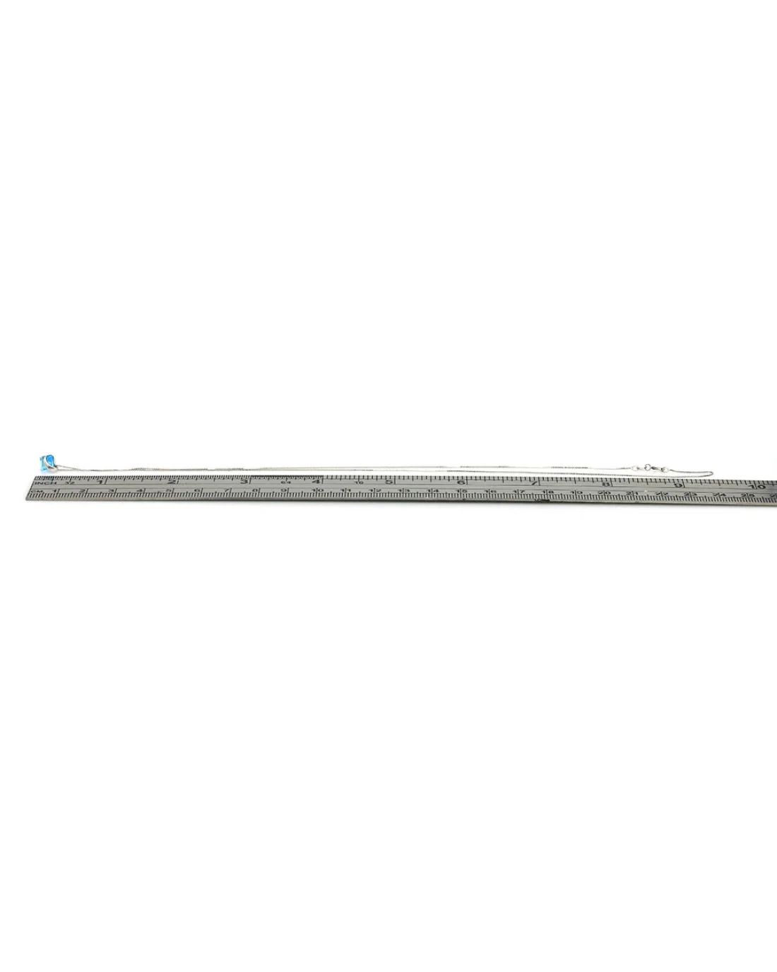 Square Swiss Blue Topaz Drop Necklace in White Gold - Image 3