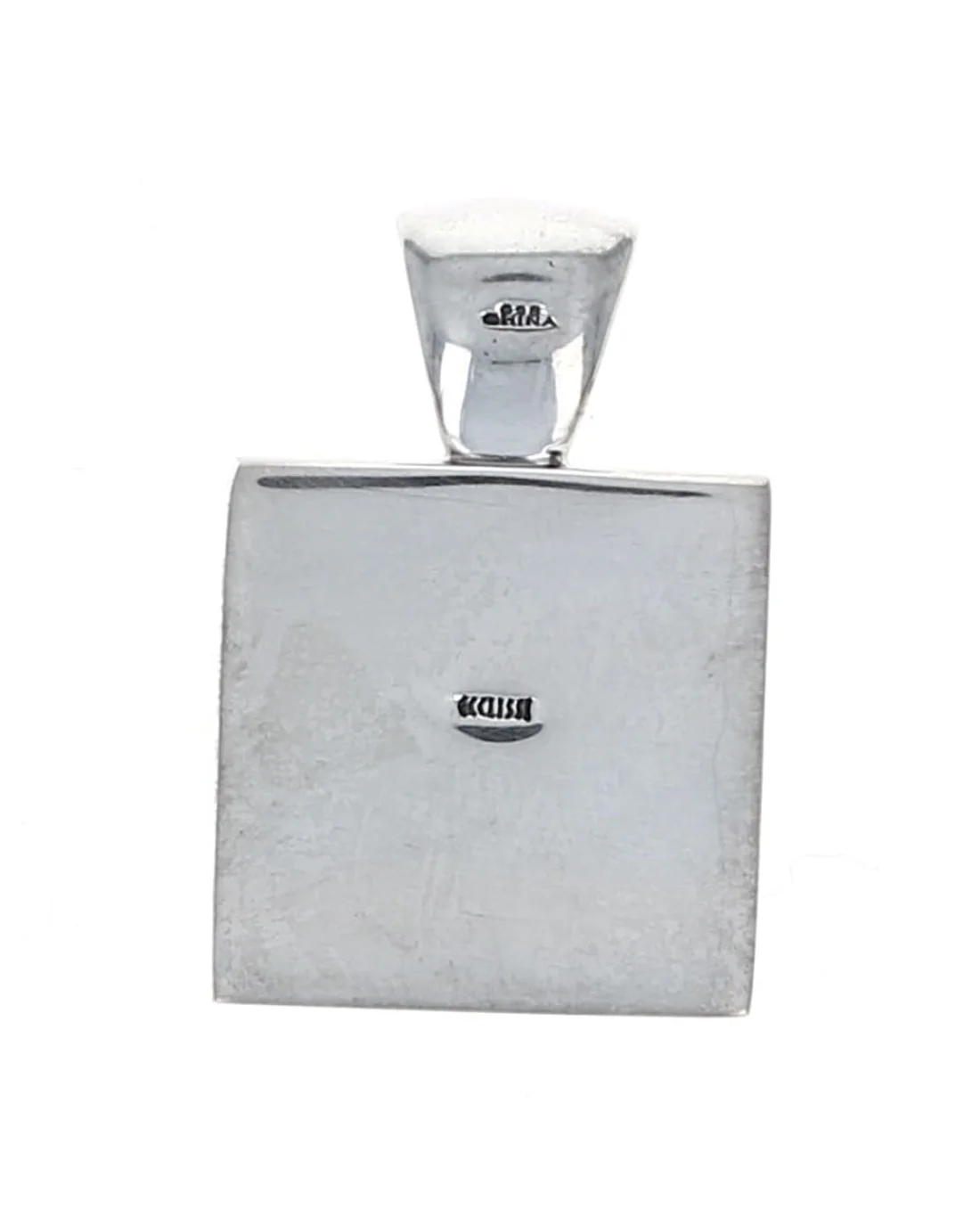 Star and Dots Antique Detail Square Pendant in Silver - Image 2