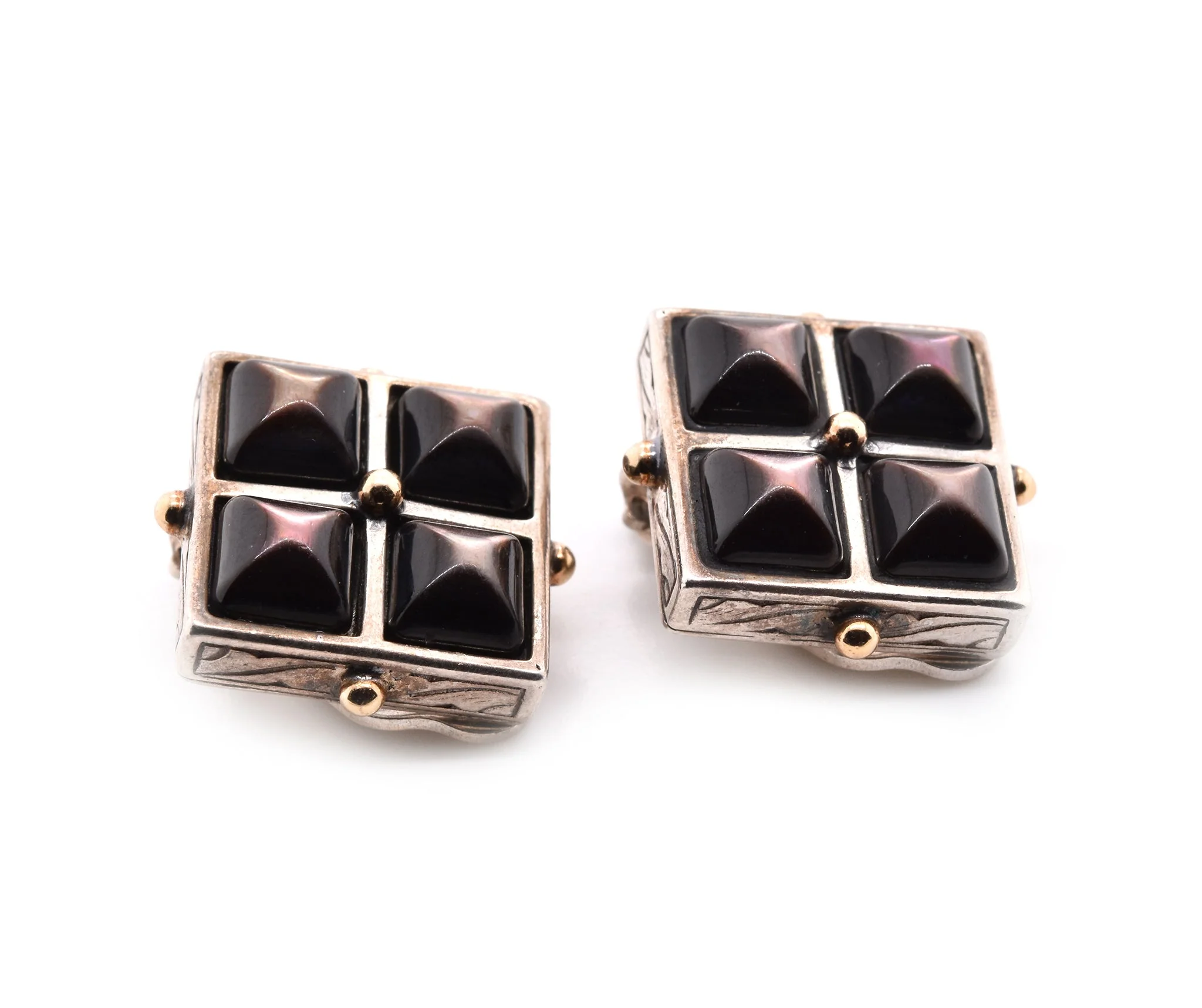 Stephen Dweck 18k Yellow Gold and Sterling Silver Mother-of-Pearl Clip-On Earrings - Image 2