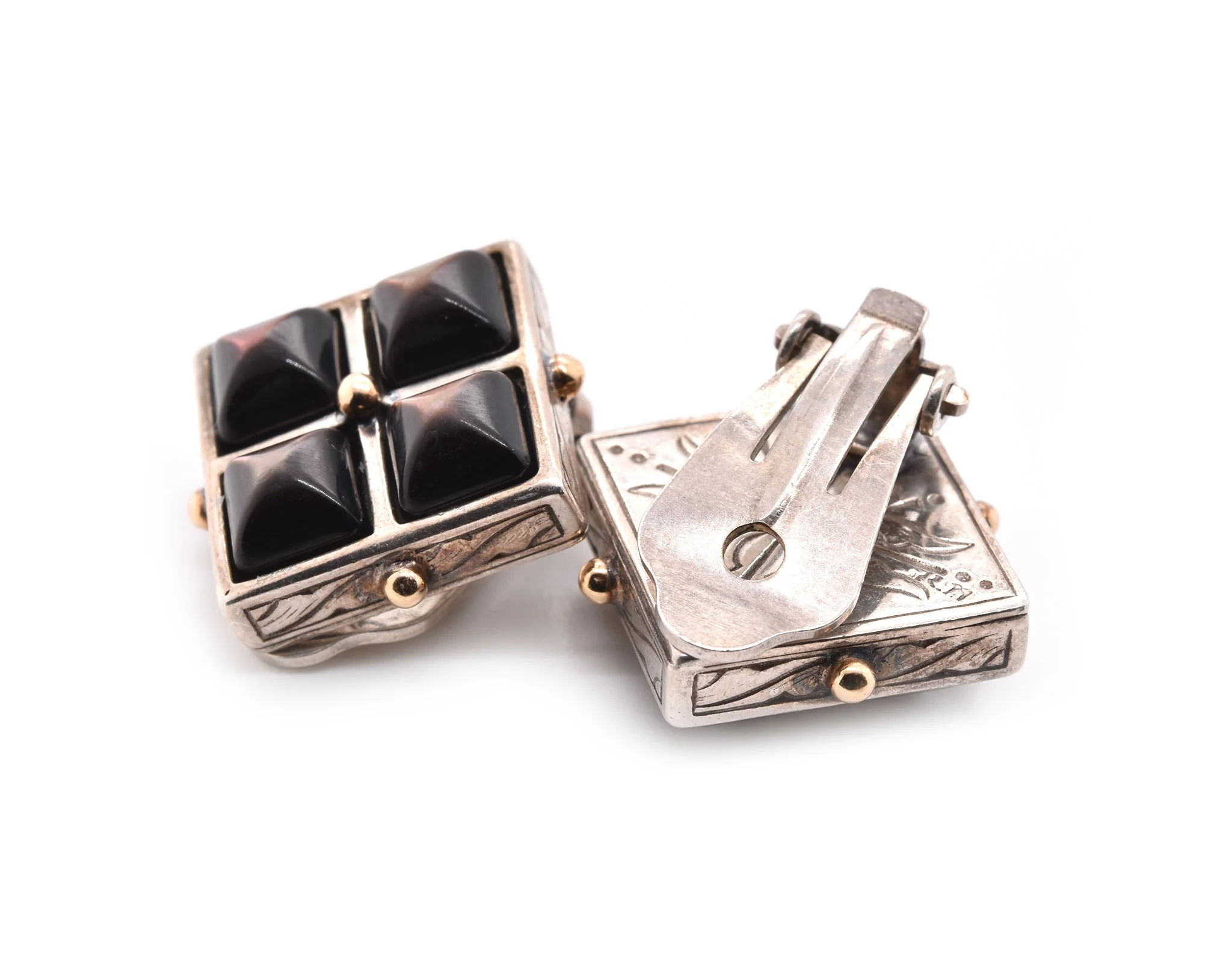 Stephen Dweck 18k Yellow Gold and Sterling Silver Mother-of-Pearl Clip-On Earrings - Image 3