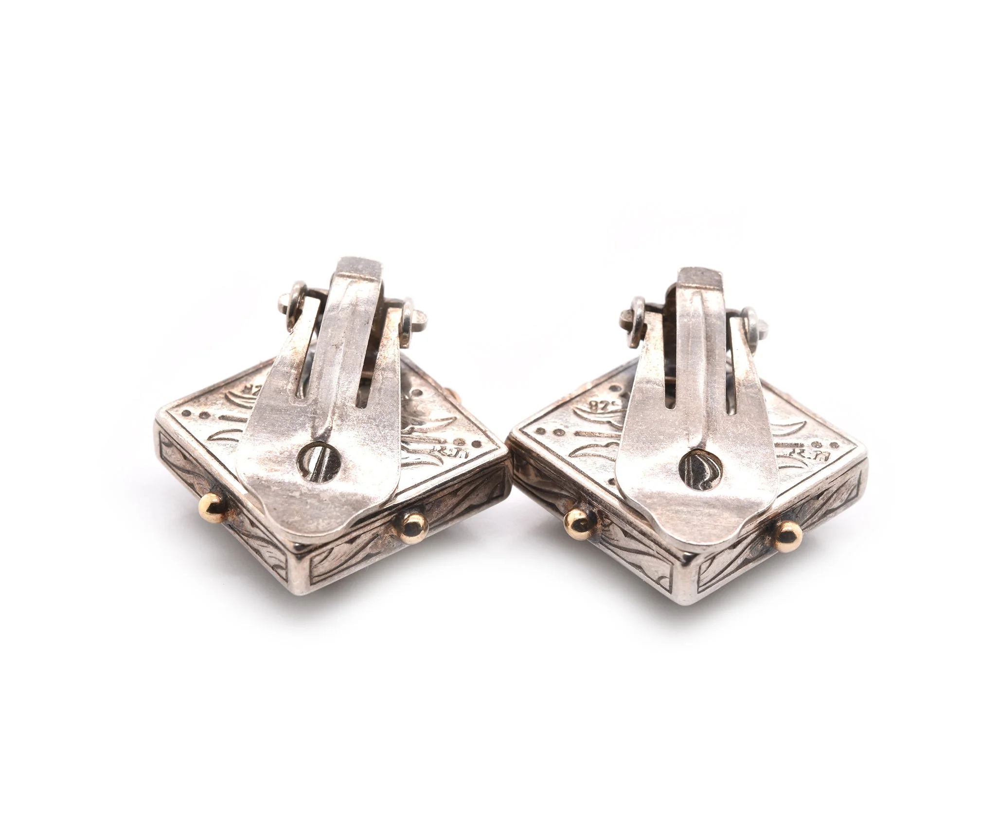 Stephen Dweck 18k Yellow Gold and Sterling Silver Mother-of-Pearl Clip-On Earrings - Image 4