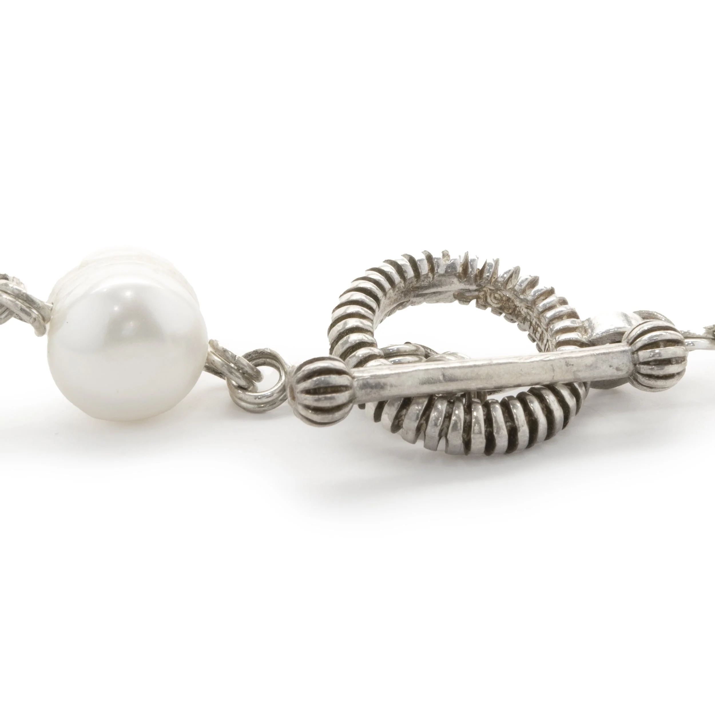 Stephen Dweck Sterling Silver Pearl Station Necklace - Image 2