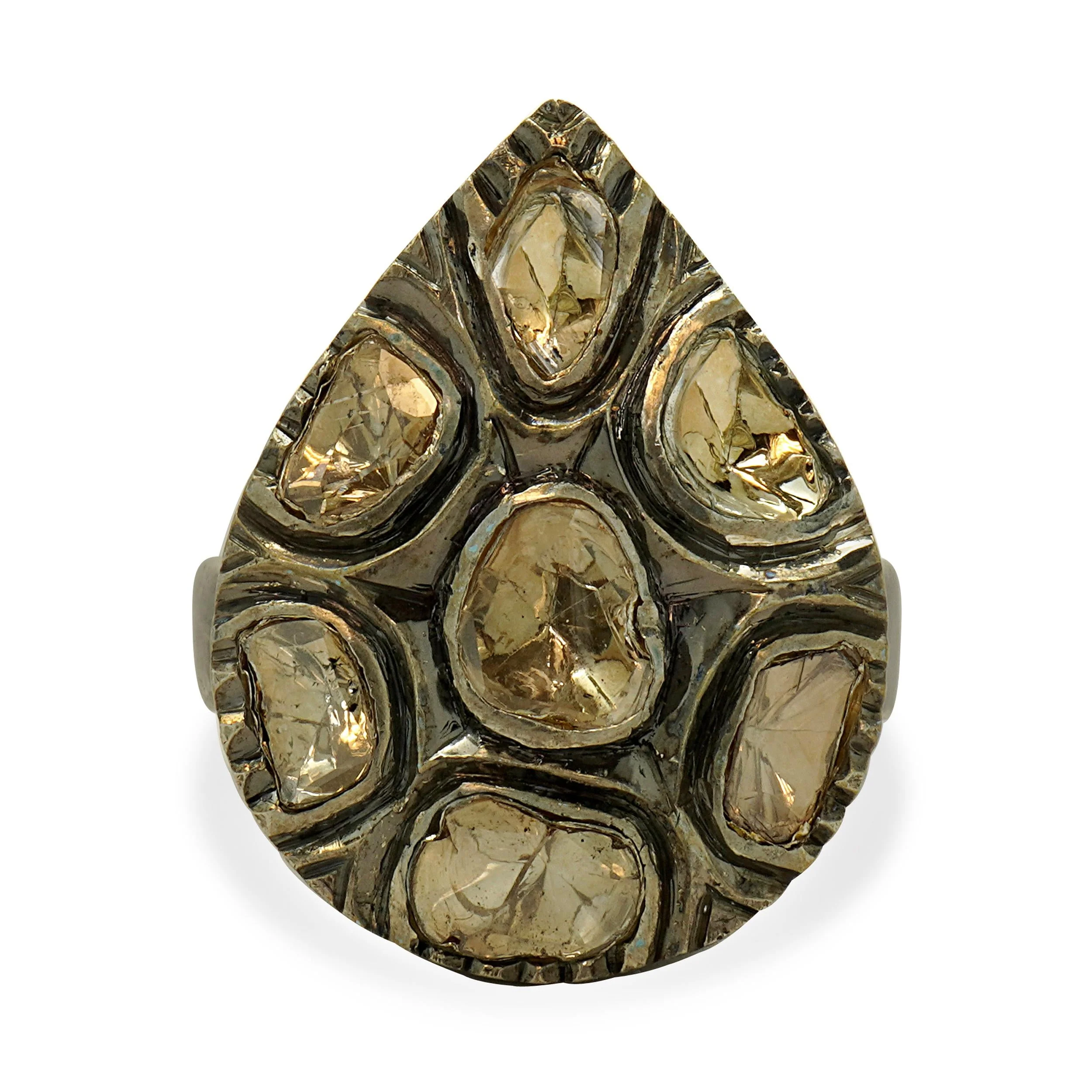 Sterling Silver & 14 Karat Sliced Diamond Cocktail Ring