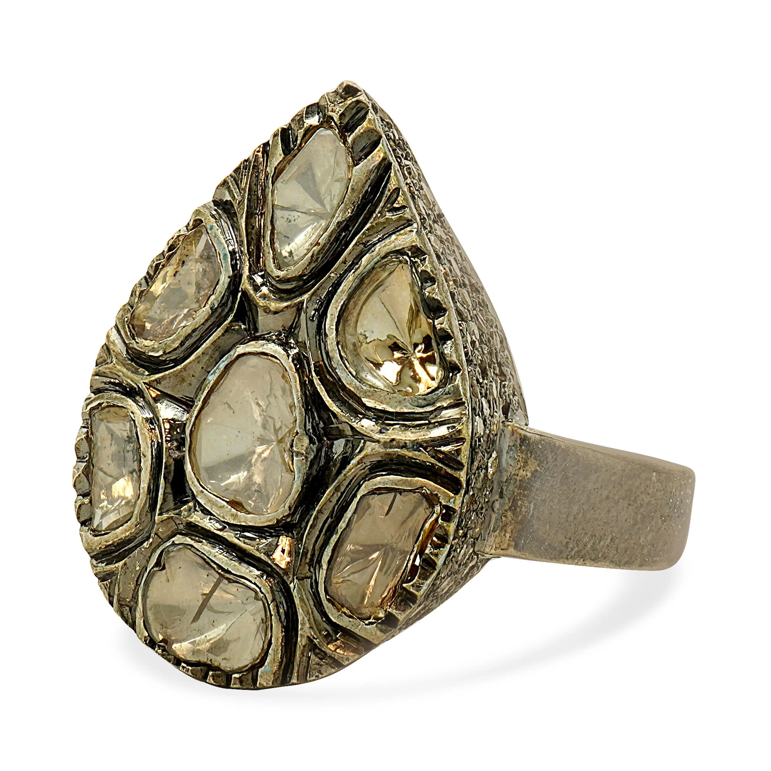 Sterling Silver & 14 Karat Sliced Diamond Cocktail Ring - Image 2