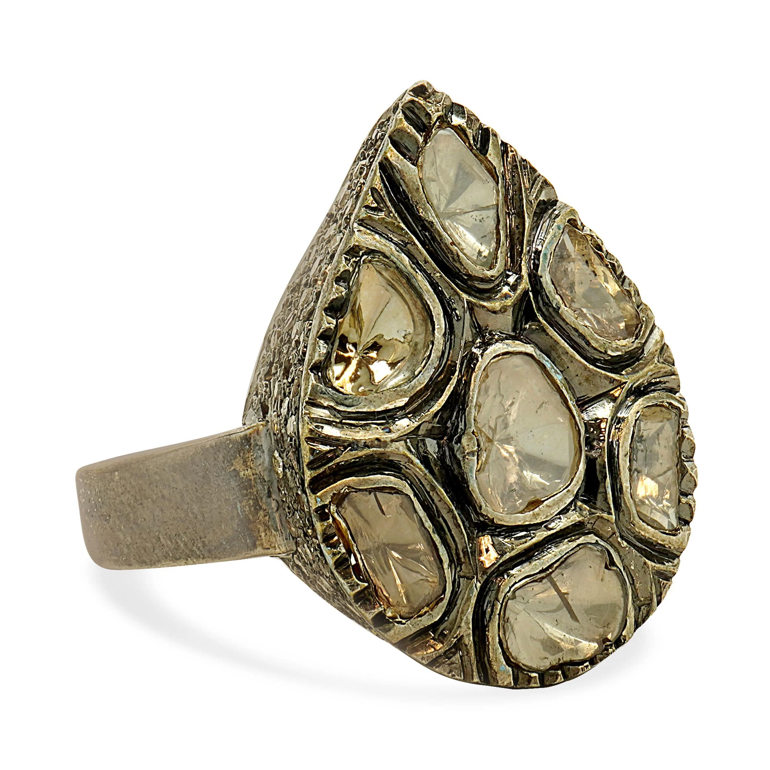 Sterling Silver & 14 Karat Sliced Diamond Cocktail Ring - Image 3