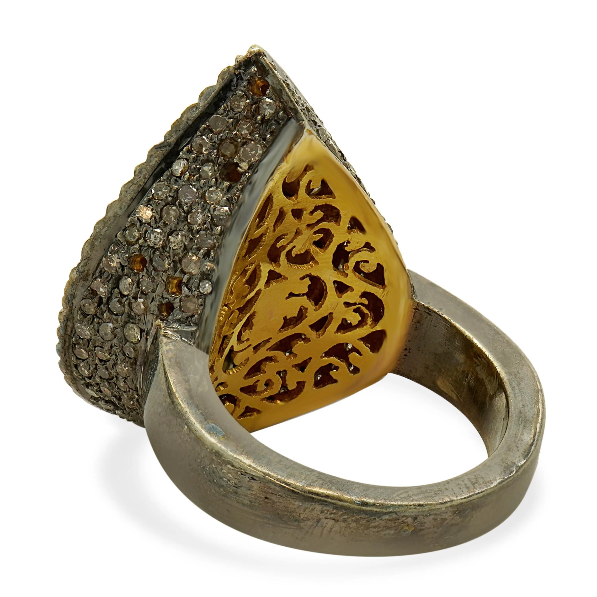 Sterling Silver & 14 Karat Sliced Diamond Cocktail Ring - Image 4