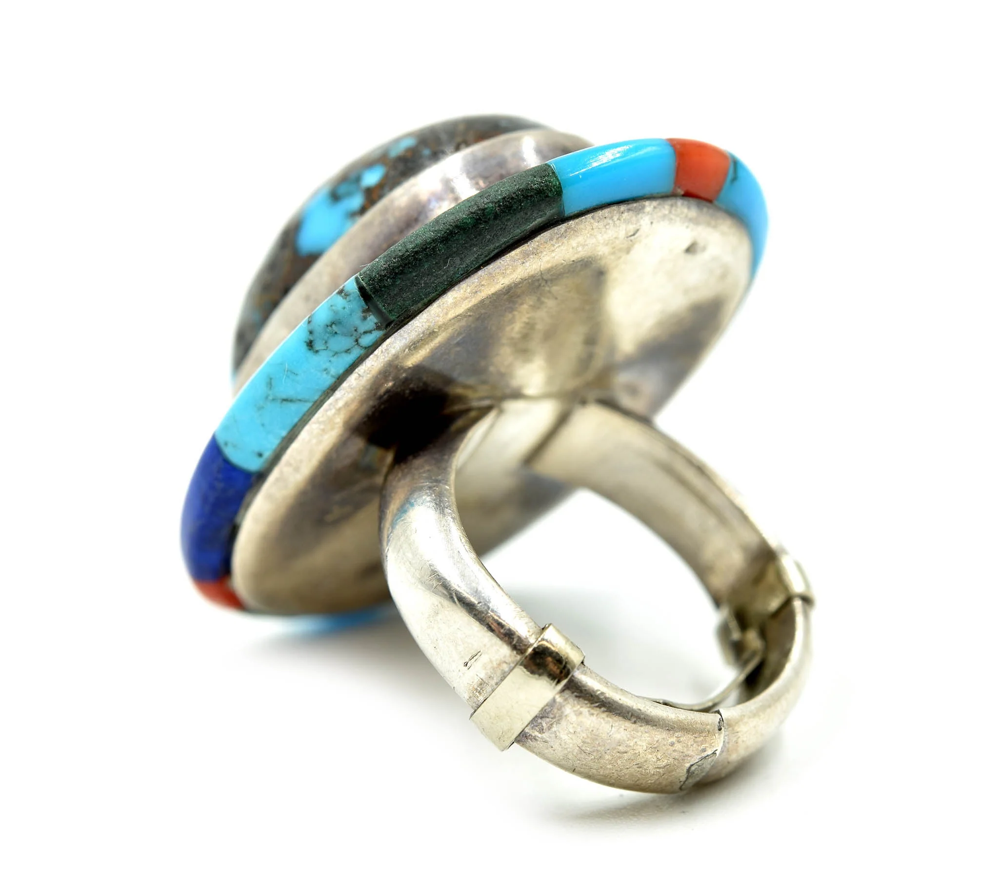 Sterling Silver and Turquoise Ring with Gemstone Inlay - Image 4