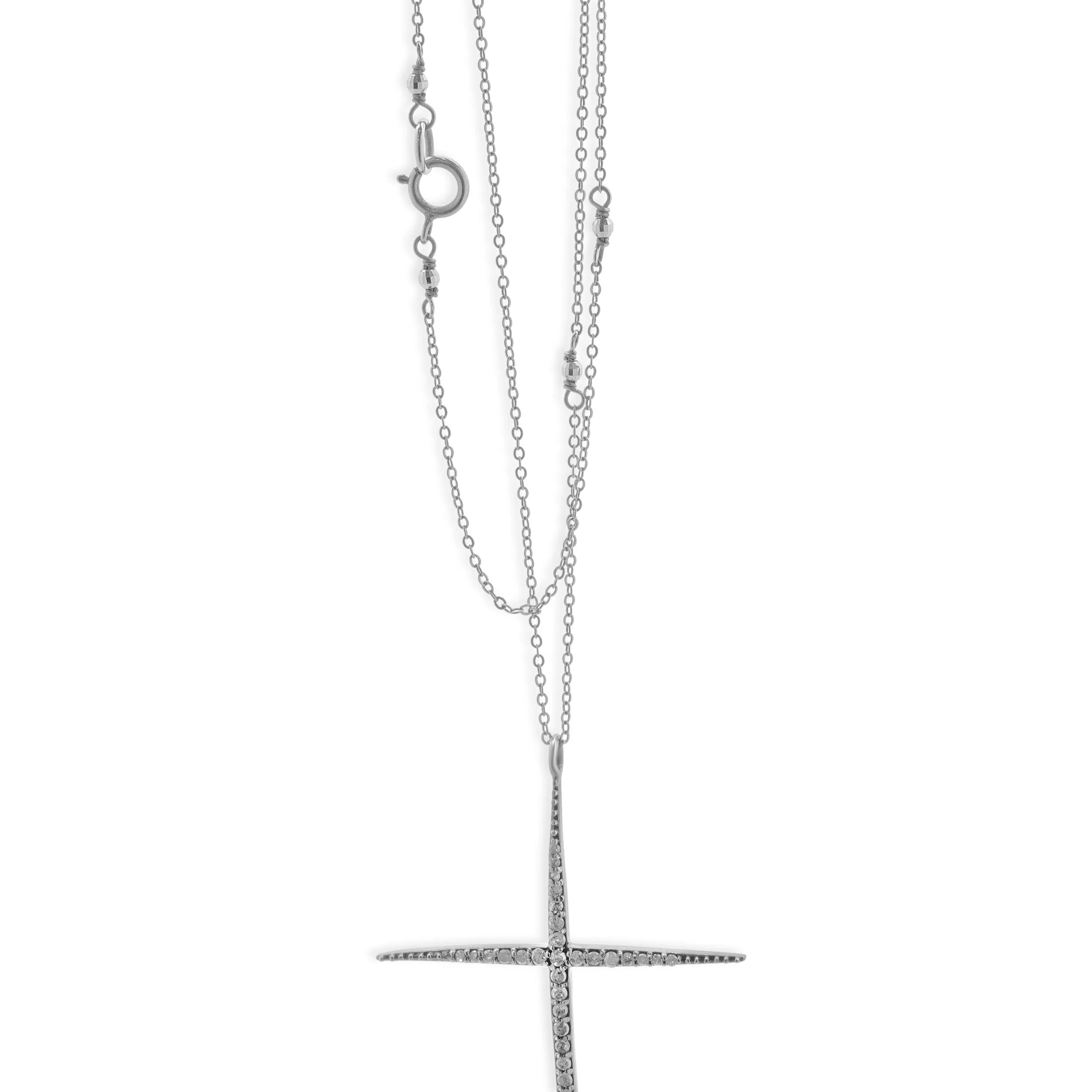 Sterling Silver Antique Diamond Cross Necklace - Image 3