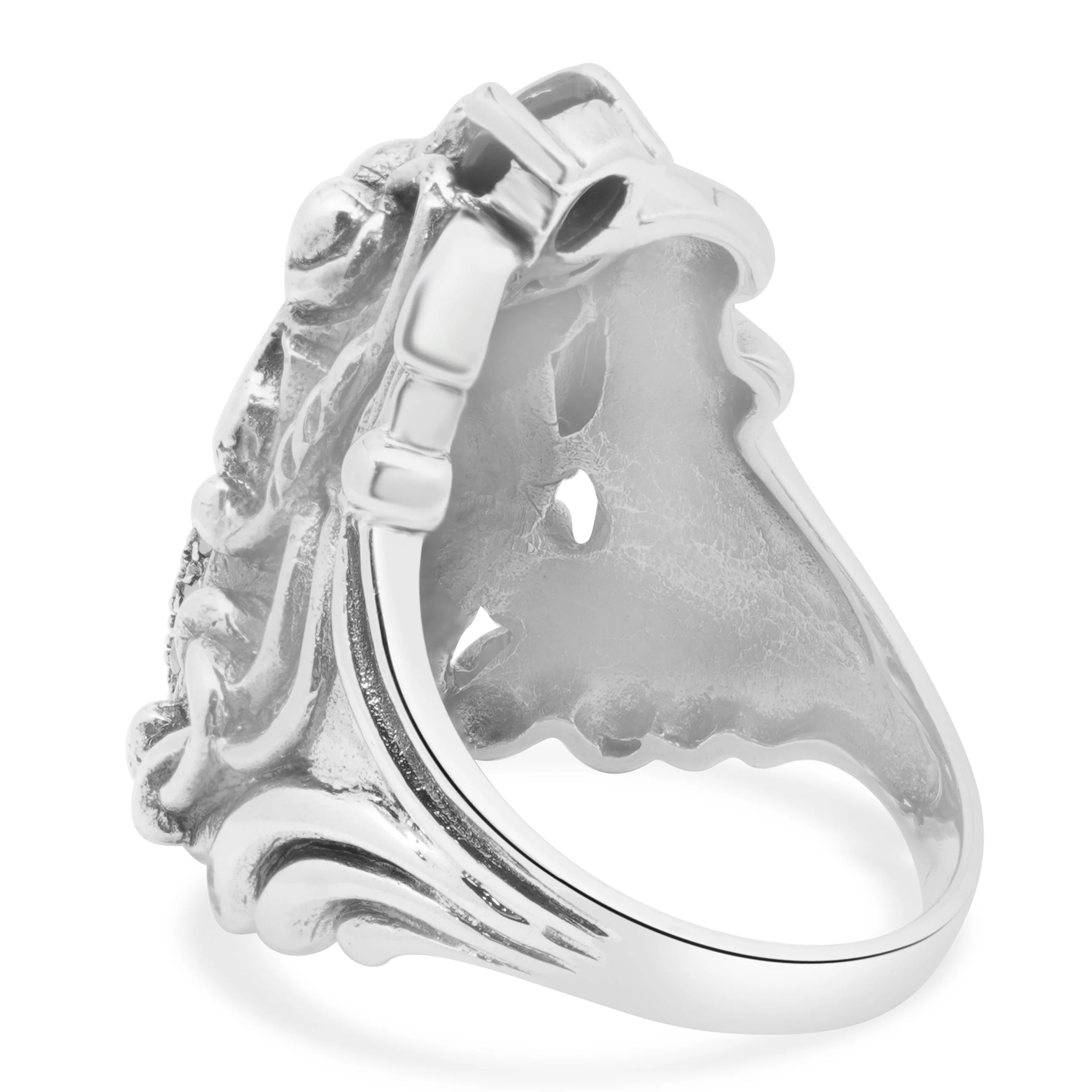Sterling Silver Garnet and Marcasite Scarab Ring - Image 4