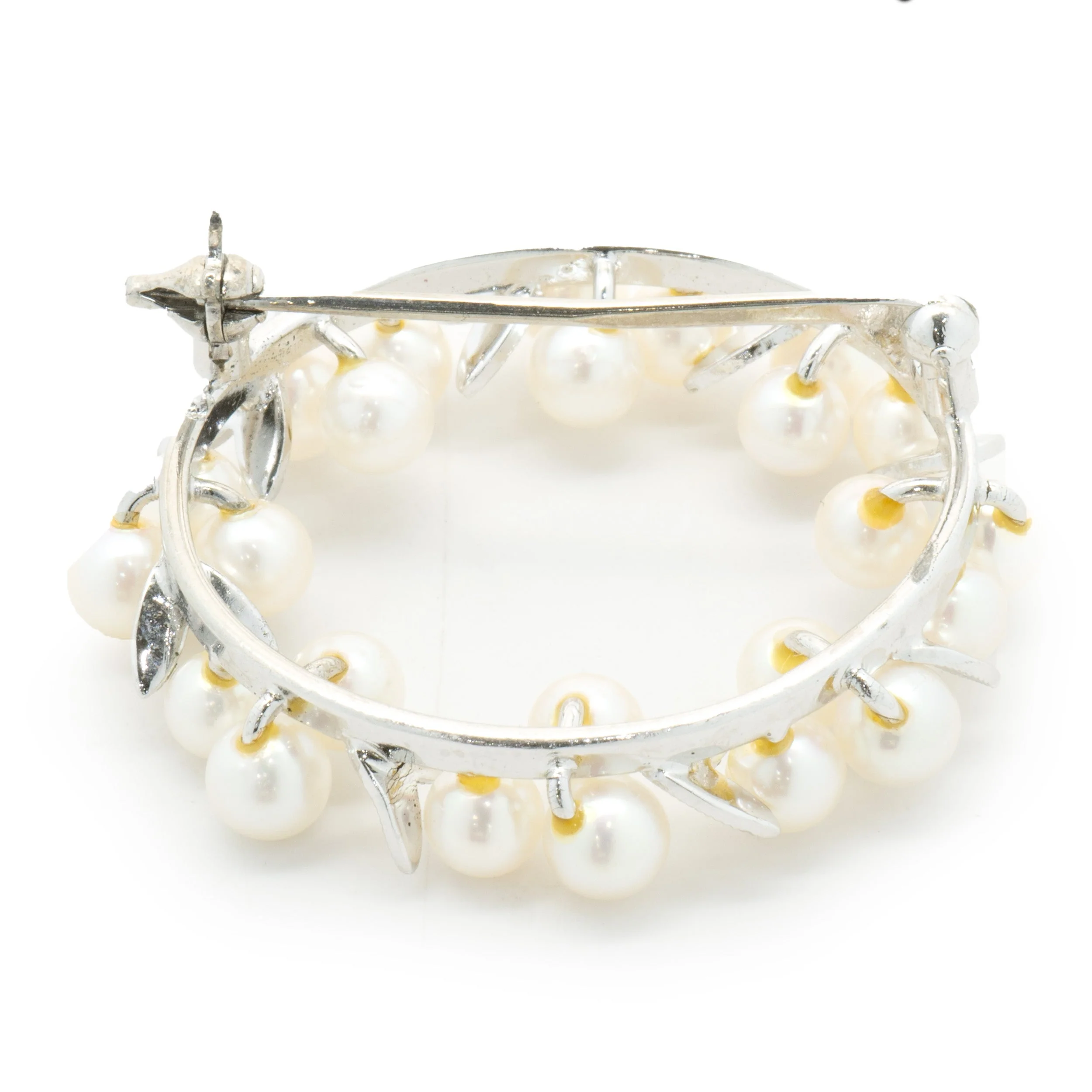 Sterling Silver Pearl Wreath Pin - Image 2