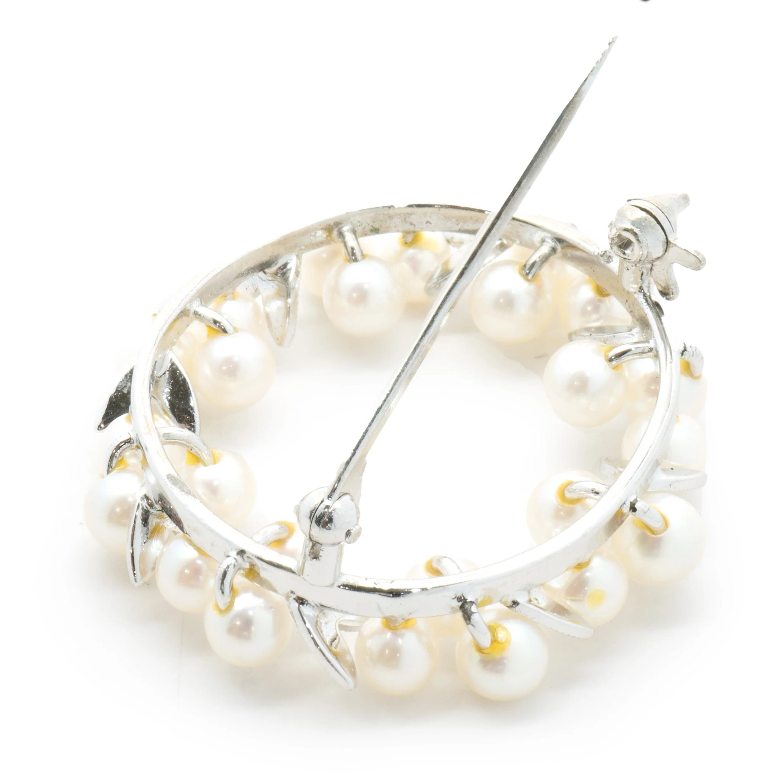 Sterling Silver Pearl Wreath Pin - Image 3