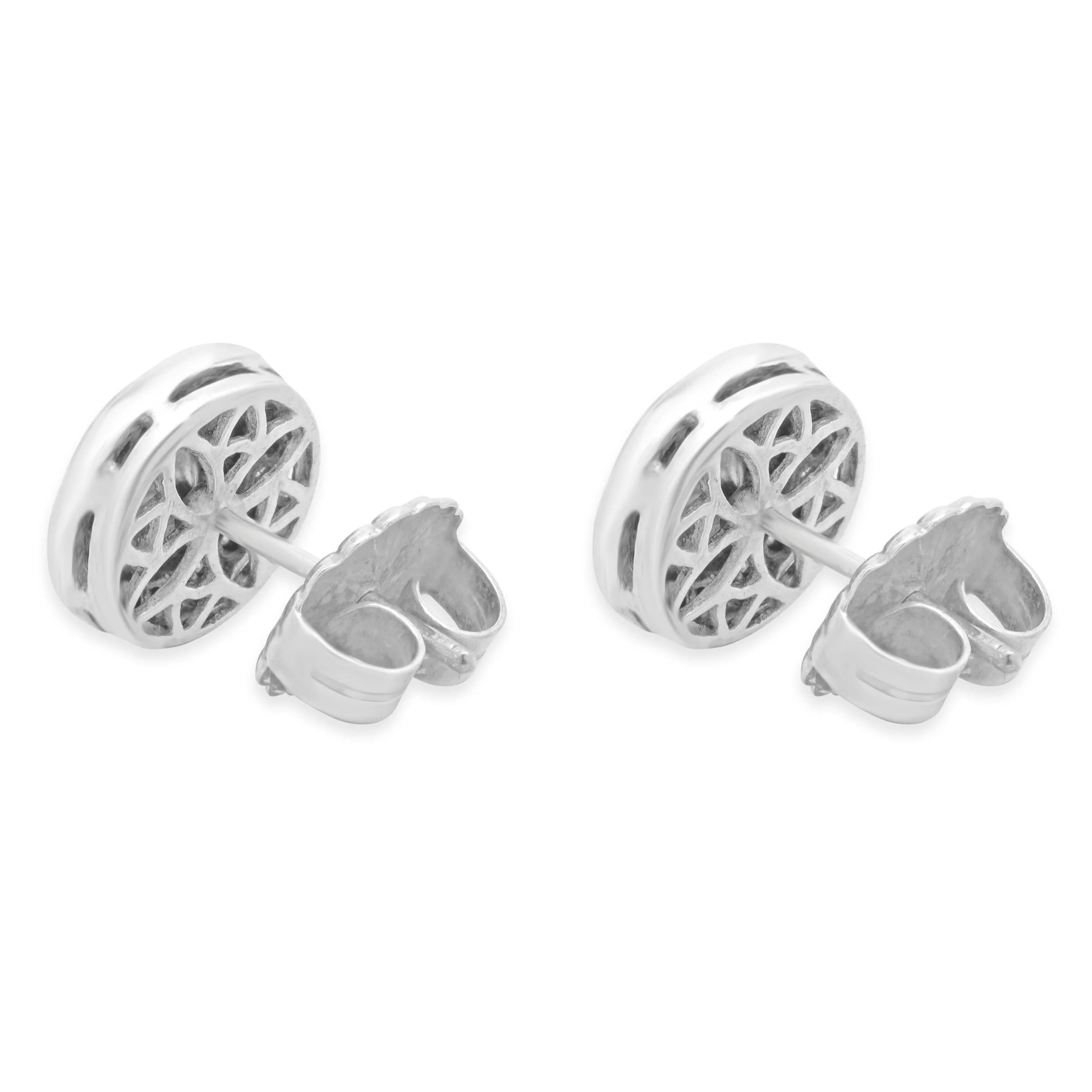 Sterling Silver Sliced Diamond Halo Stud Earrings - Image 4