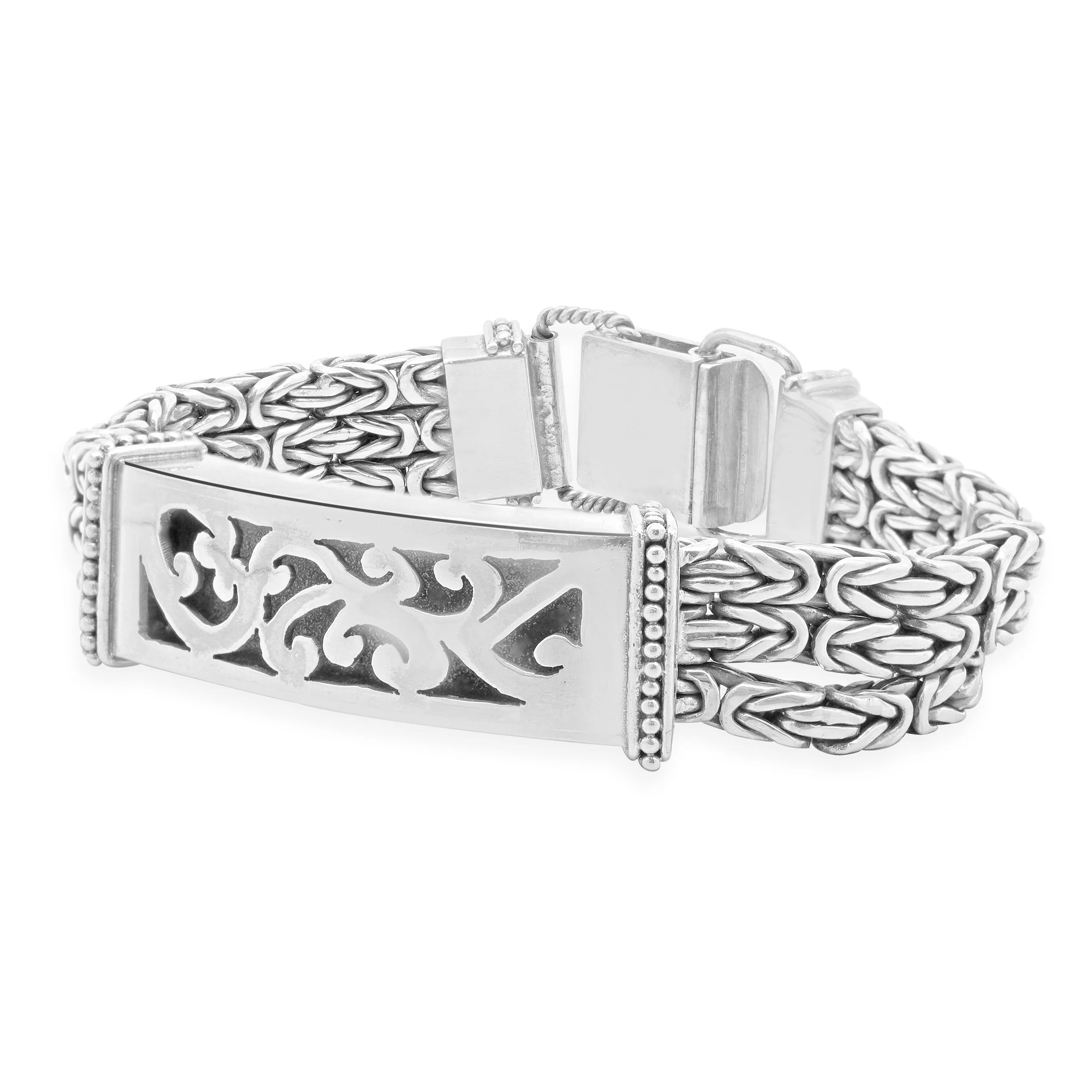 Sterling Silver Three Row Byzantine Style Bracelet - Image 2