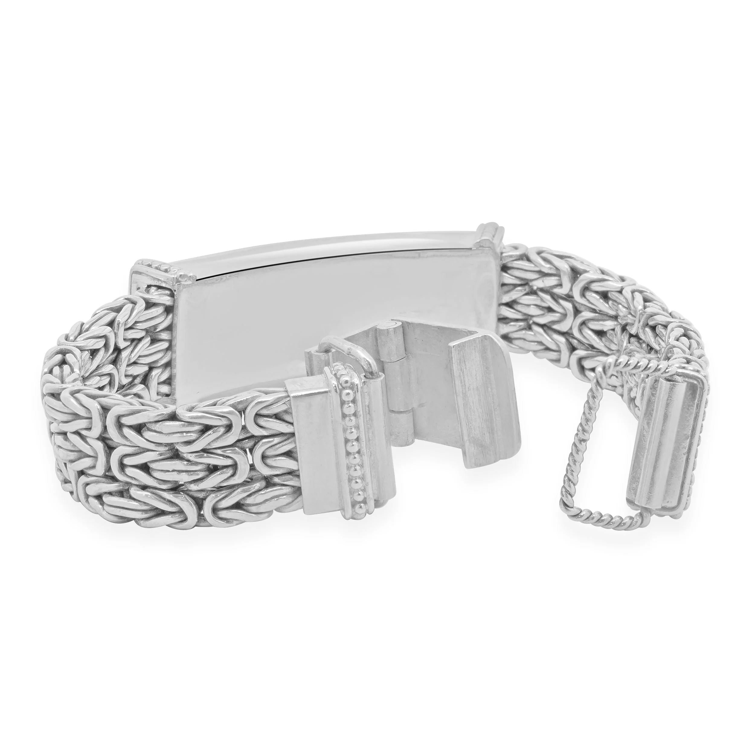 Sterling Silver Three Row Byzantine Style Bracelet - Image 4