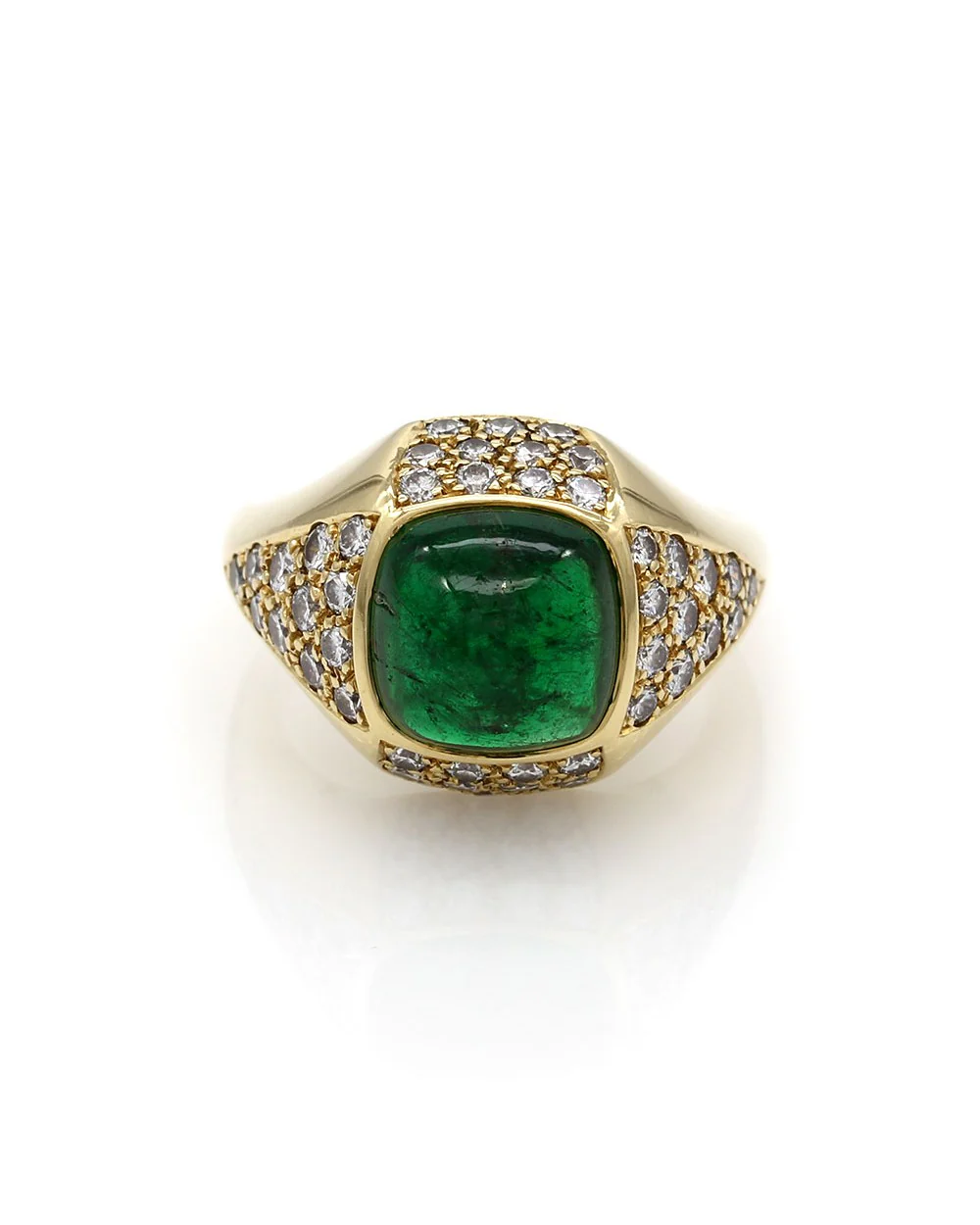 Sugarloaf Emerald and Diamond Ring in Gold - Image 2
