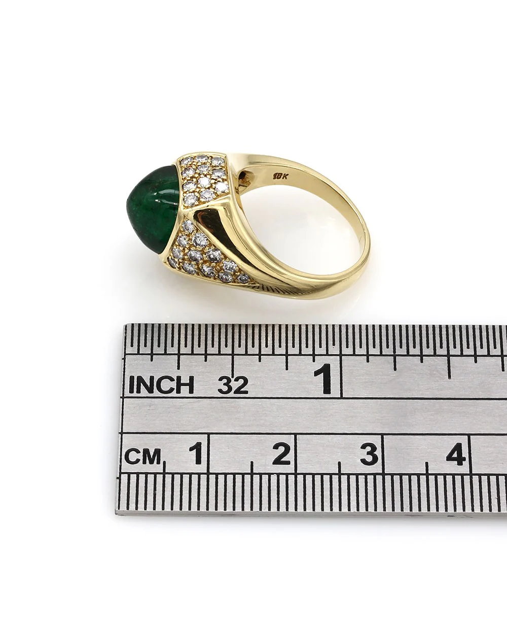 Sugarloaf Emerald and Diamond Ring in Gold - Image 3