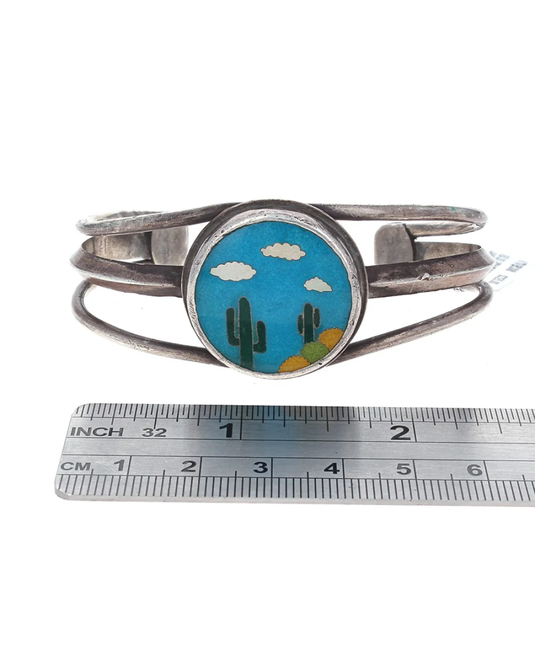 SWD Sterling Silver Desert Landscape Scene Cuff Bracelet - Image 3