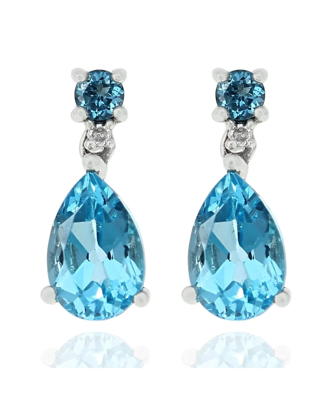 Swiss Blue Topaz and Diamond Accent Drop Earrings in White Gold