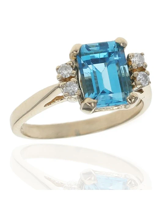 Swiss Blue Topaz and Diamond Accent Ring