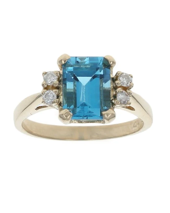 Swiss Blue Topaz and Diamond Accent Ring - Image 2
