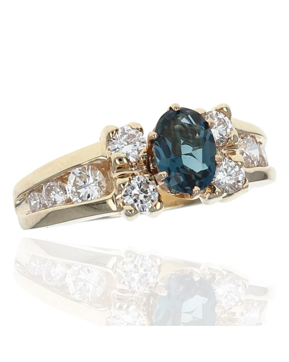 Swiss Blue Topaz and Diamond Ring