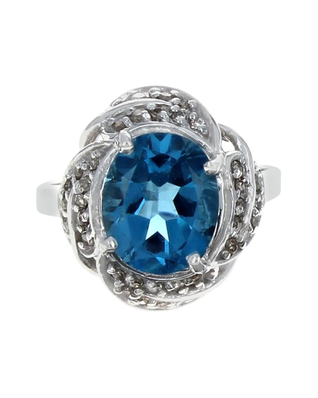 Swiss Blue Topaz and Diamond Ring - Image 2