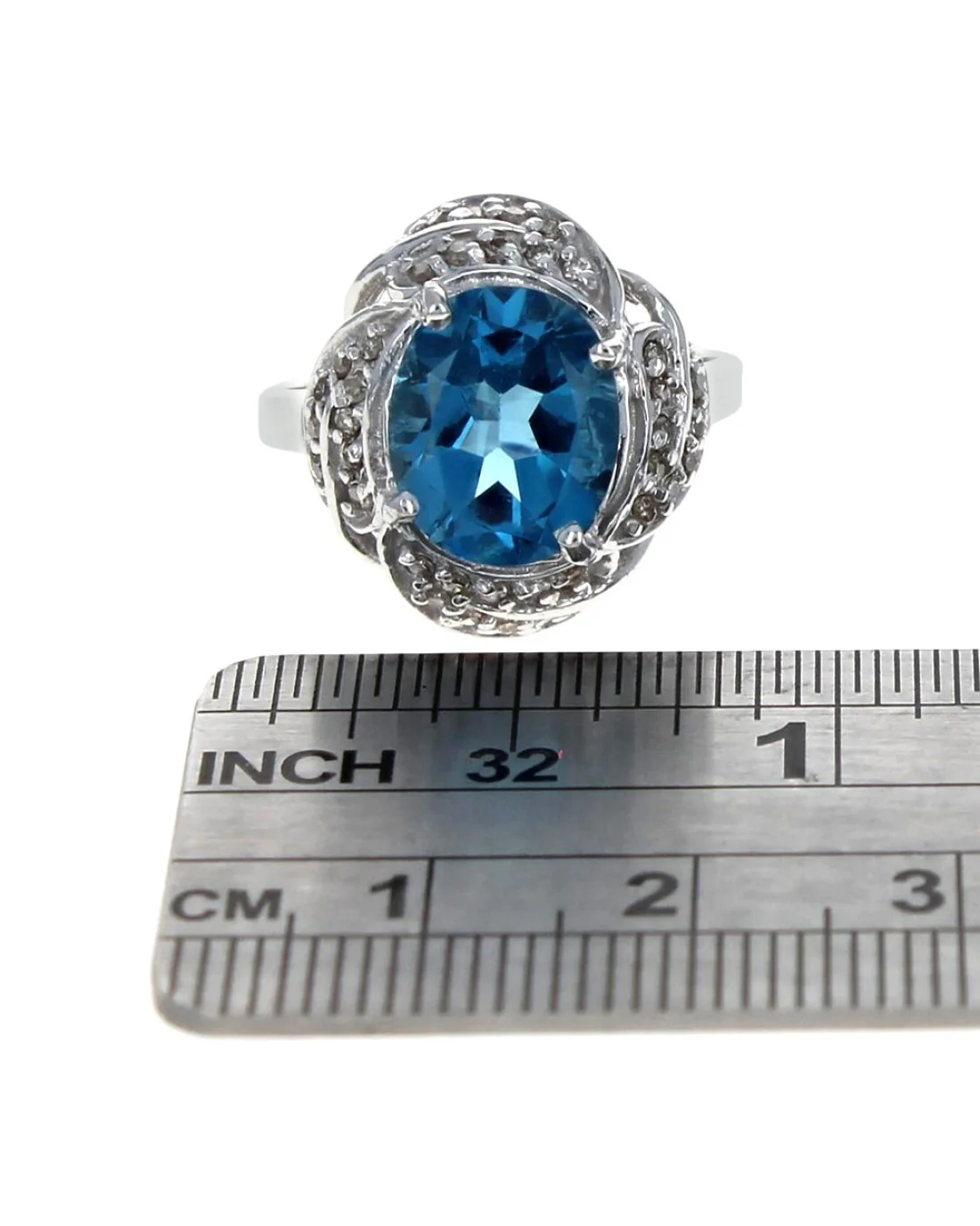 Swiss Blue Topaz and Diamond Ring - Image 3