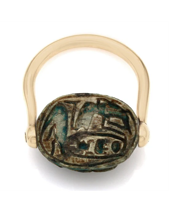 Swivel Jasper Scarab Ring in Gold - Image 2