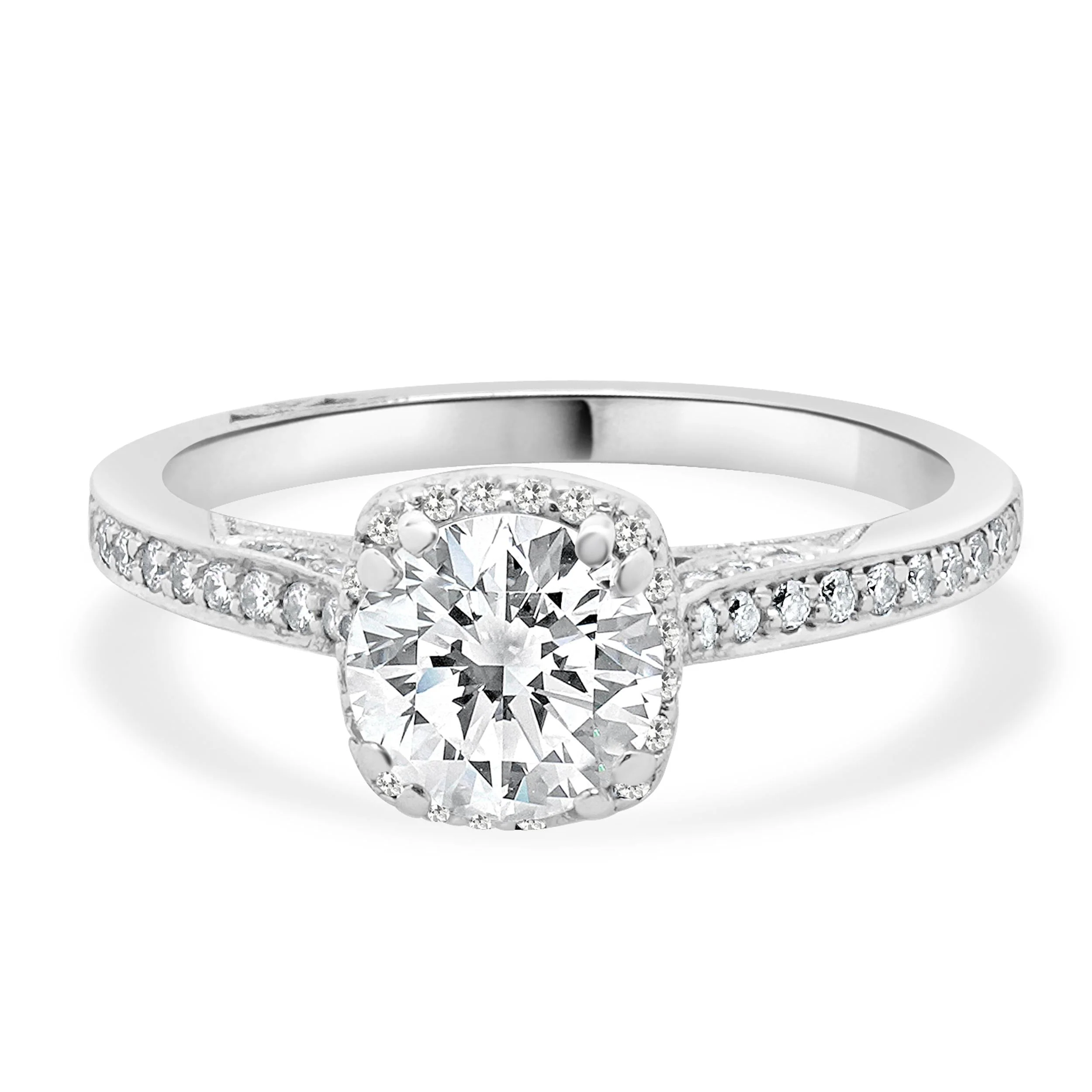 Tacori 18 Karat White Gold Round Brilliant Cut Diamond Engagement Ring